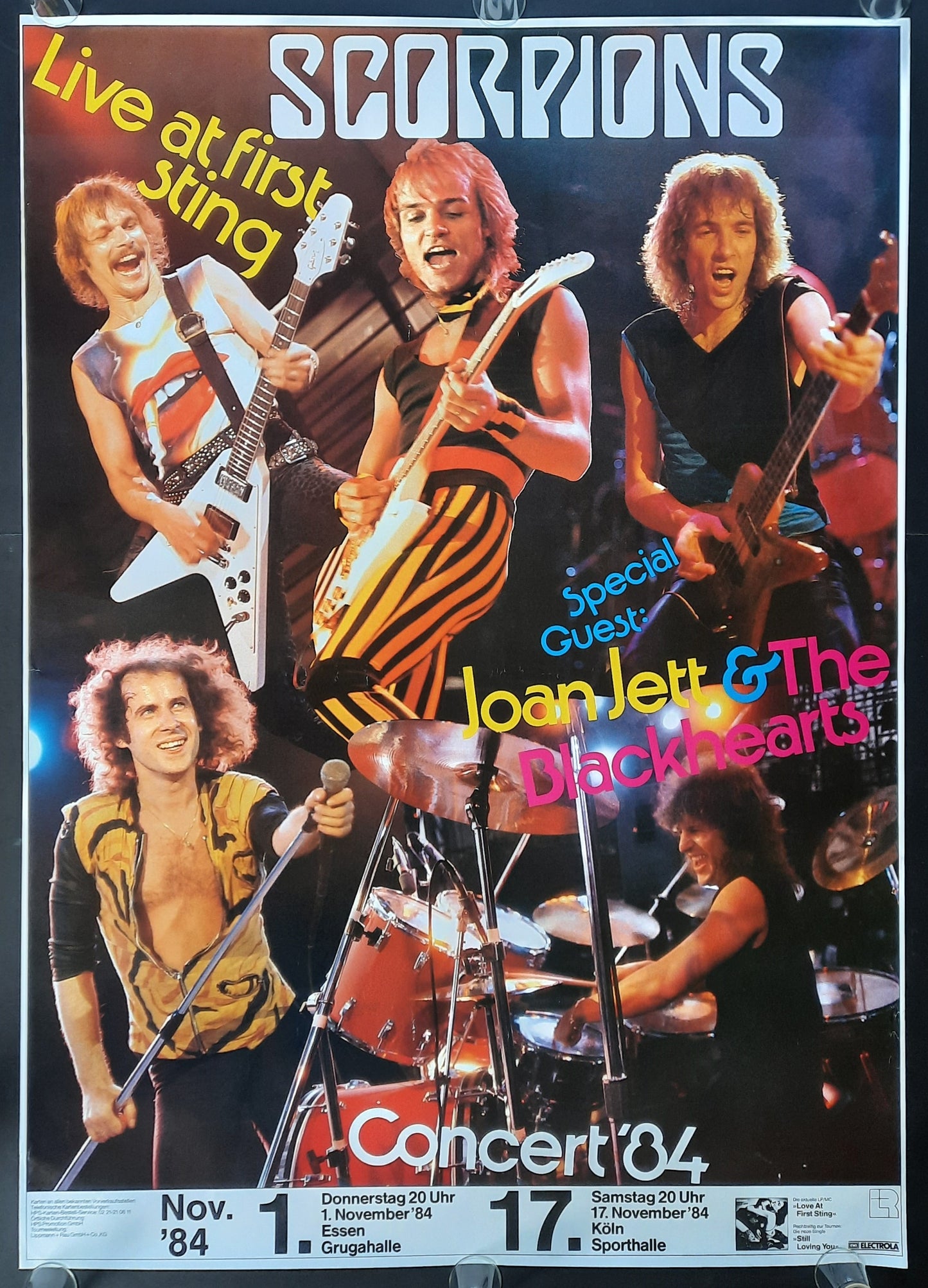 SCORPIONS Original Concert Poster November 1, 1984 Essen Germany SUBWAY POSTER 1