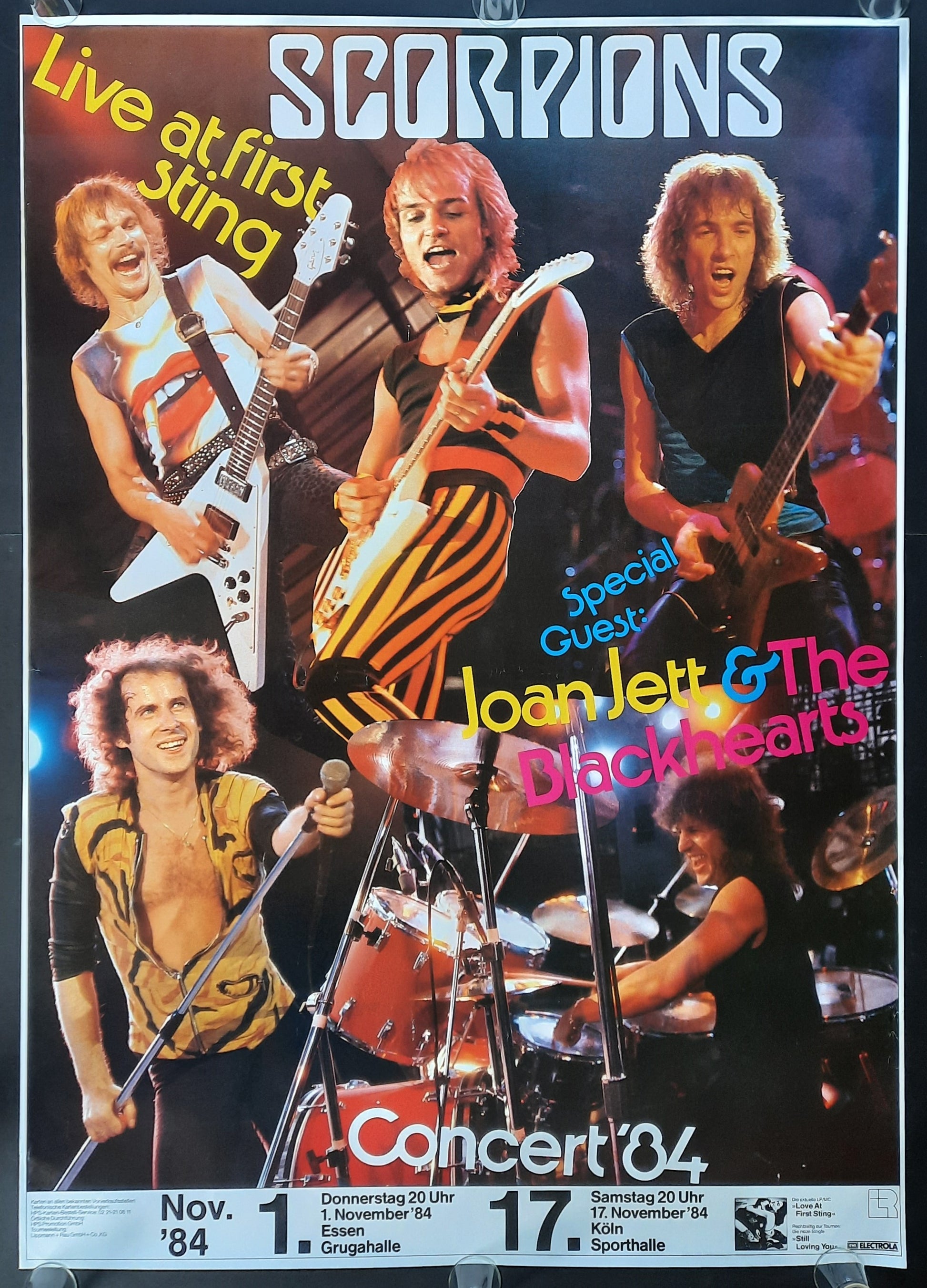 SCORPIONS Original Concert Poster November 1, 1984 Essen Germany SUBWAY POSTER 1