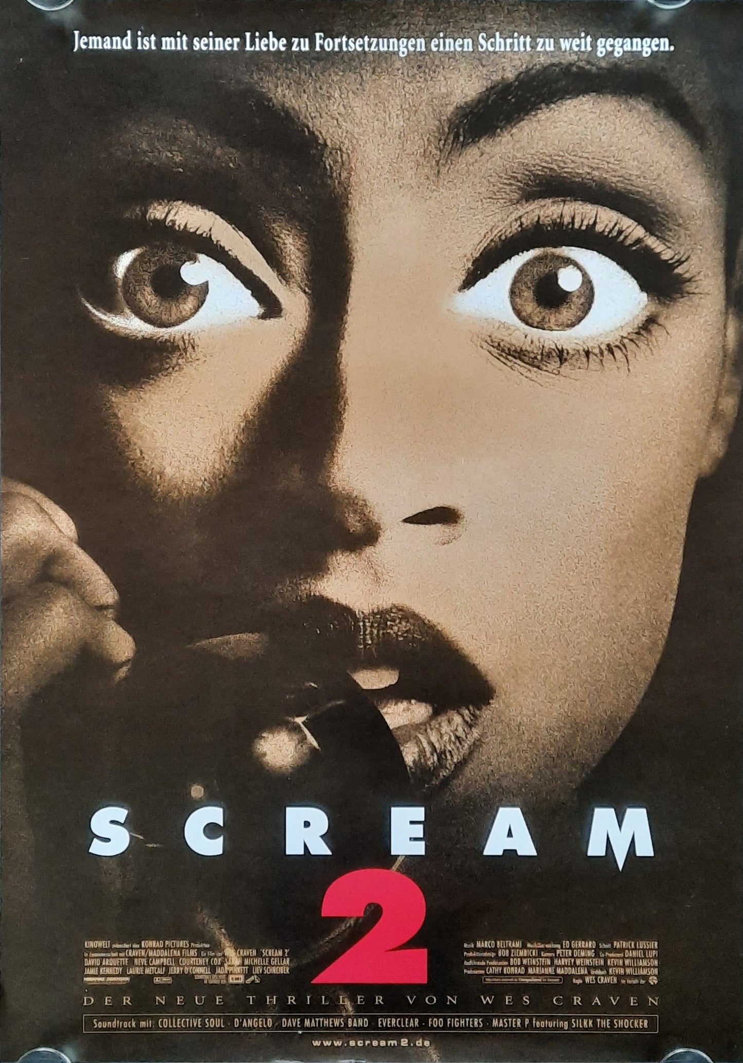 SCREAM 2 Original Movie Poster 1997 Wes Craven German 1-Sheet ROLLED 1