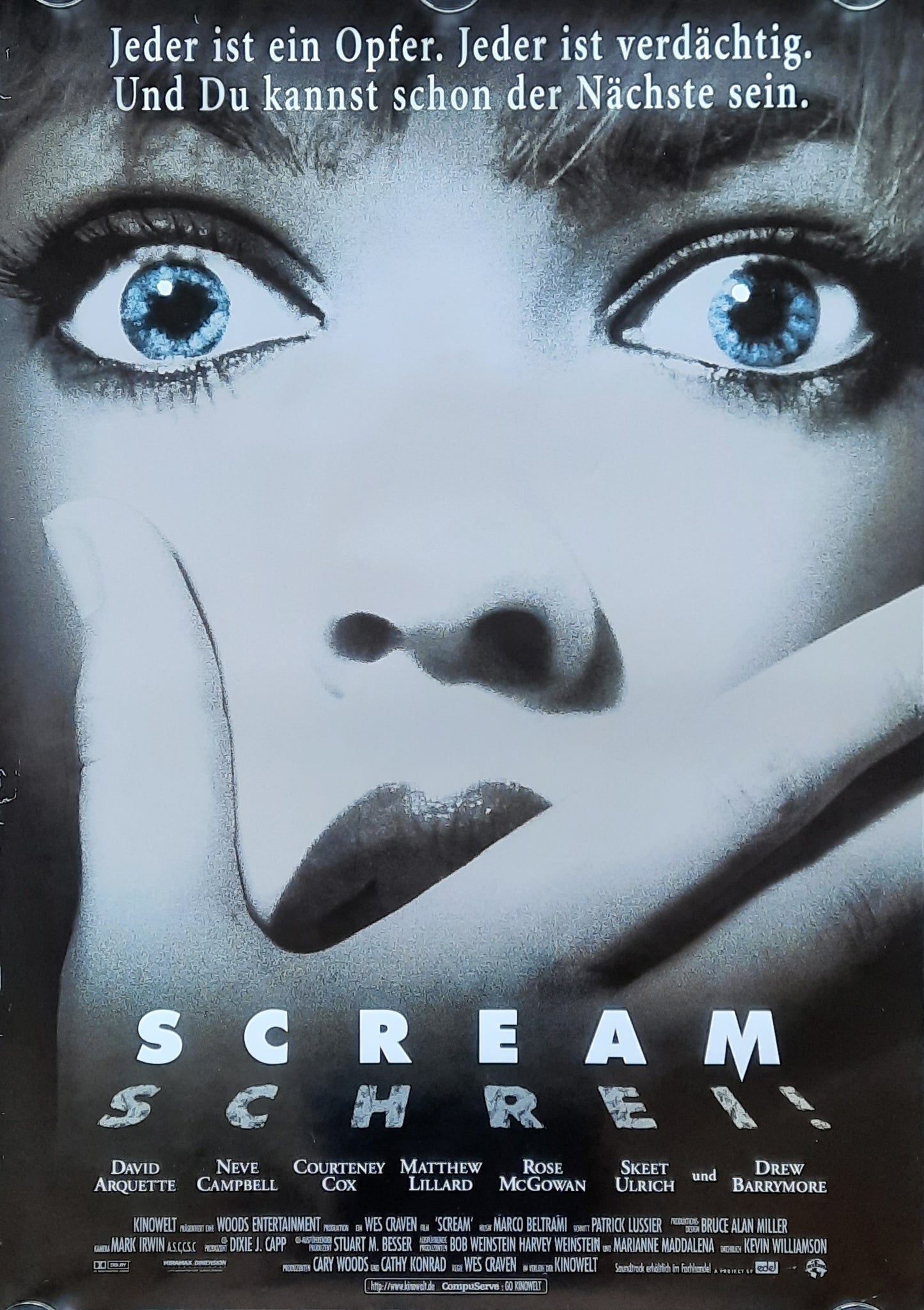 SCREAM Original Movie Poster 1996 Campell Cox  German 1-Sheet ROLLED 1