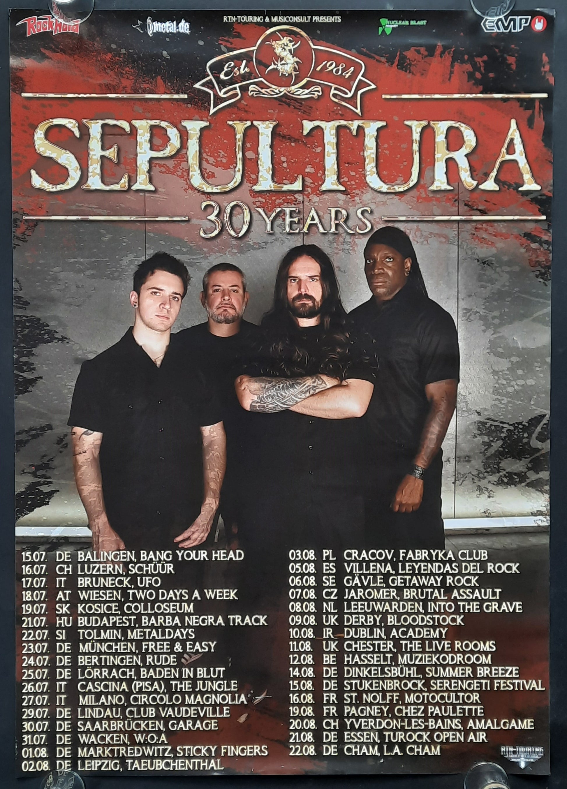 SEPULTURA Original Concert Poster 2015 - 30 YEARS TOUR