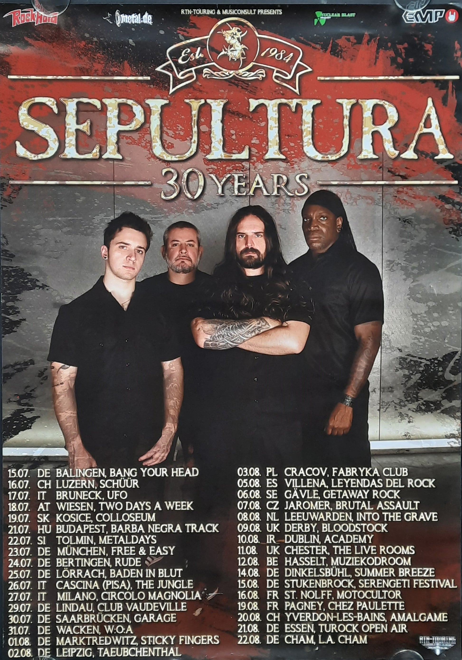 SEPULTURA Original Concert Poster 2015 - 30 YEARS TOUR 1