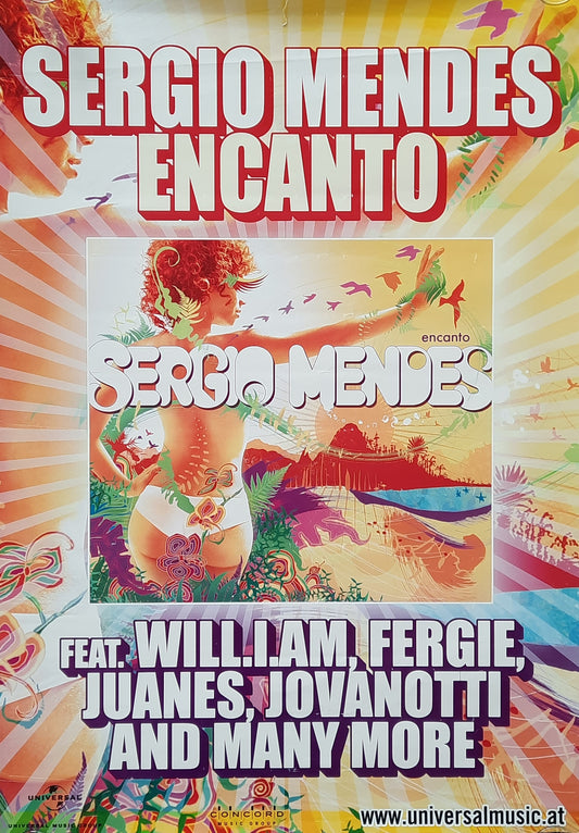 SERGIO MENDES 2008 Original Promotion Poster - 2008 Album "Encanto"