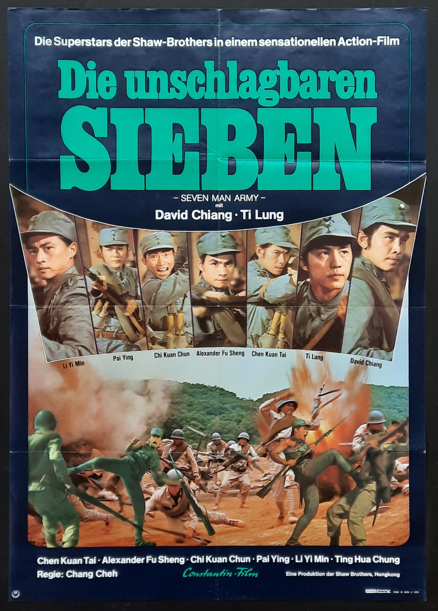 SEVEN MAN ARMY Original Movie pOster 1976 Chang Cheh German 1-Sheet