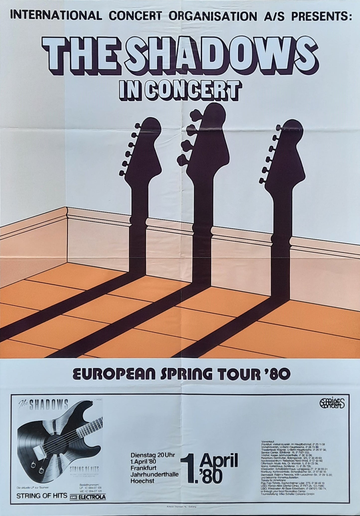 SHADOWS Original Concert Poster April 1, 1980 Frankfurt Germany