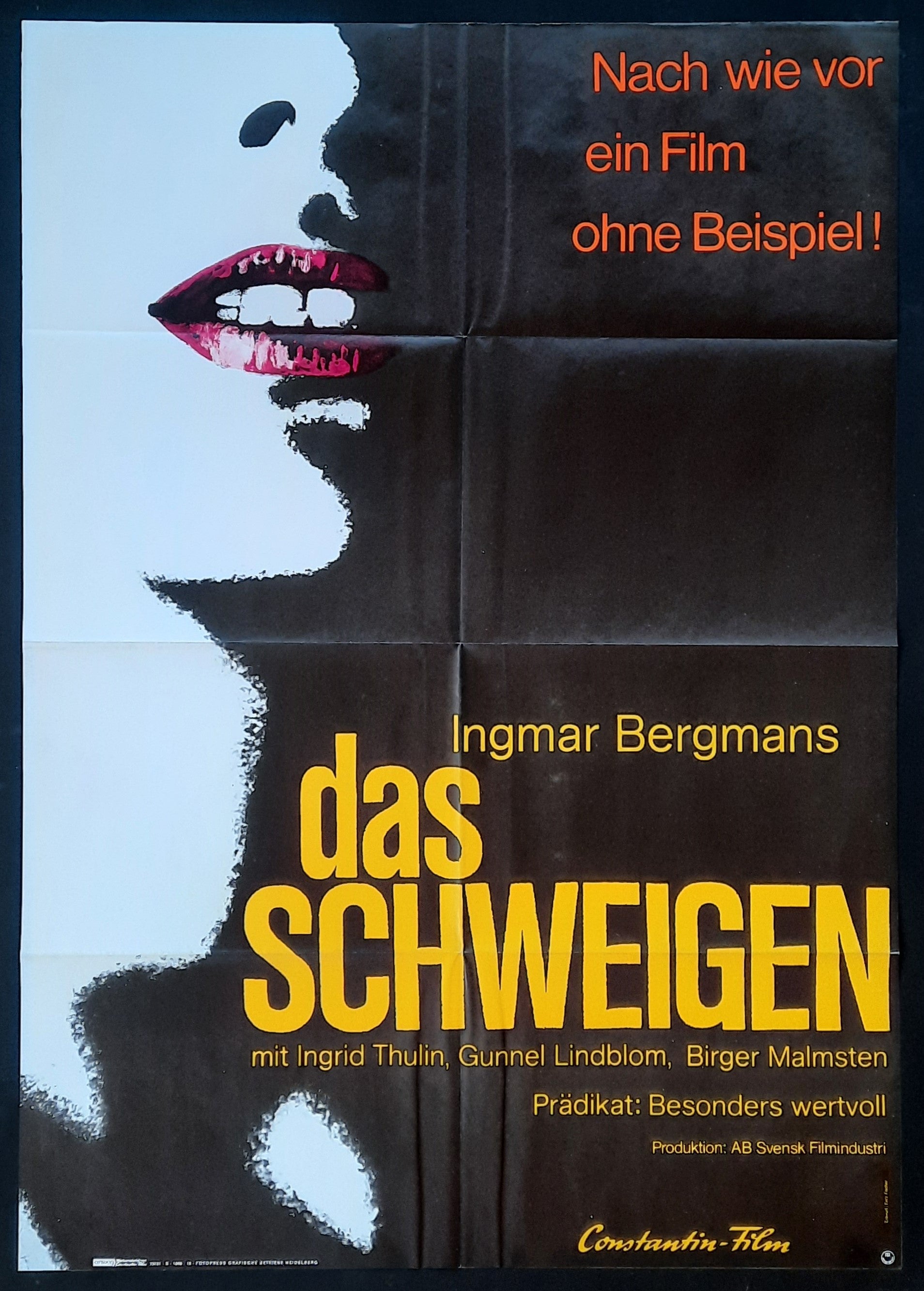 SILENCE Original Movie Poster Re-1968 (1963) Ingemar Bergman German 1-Sheet