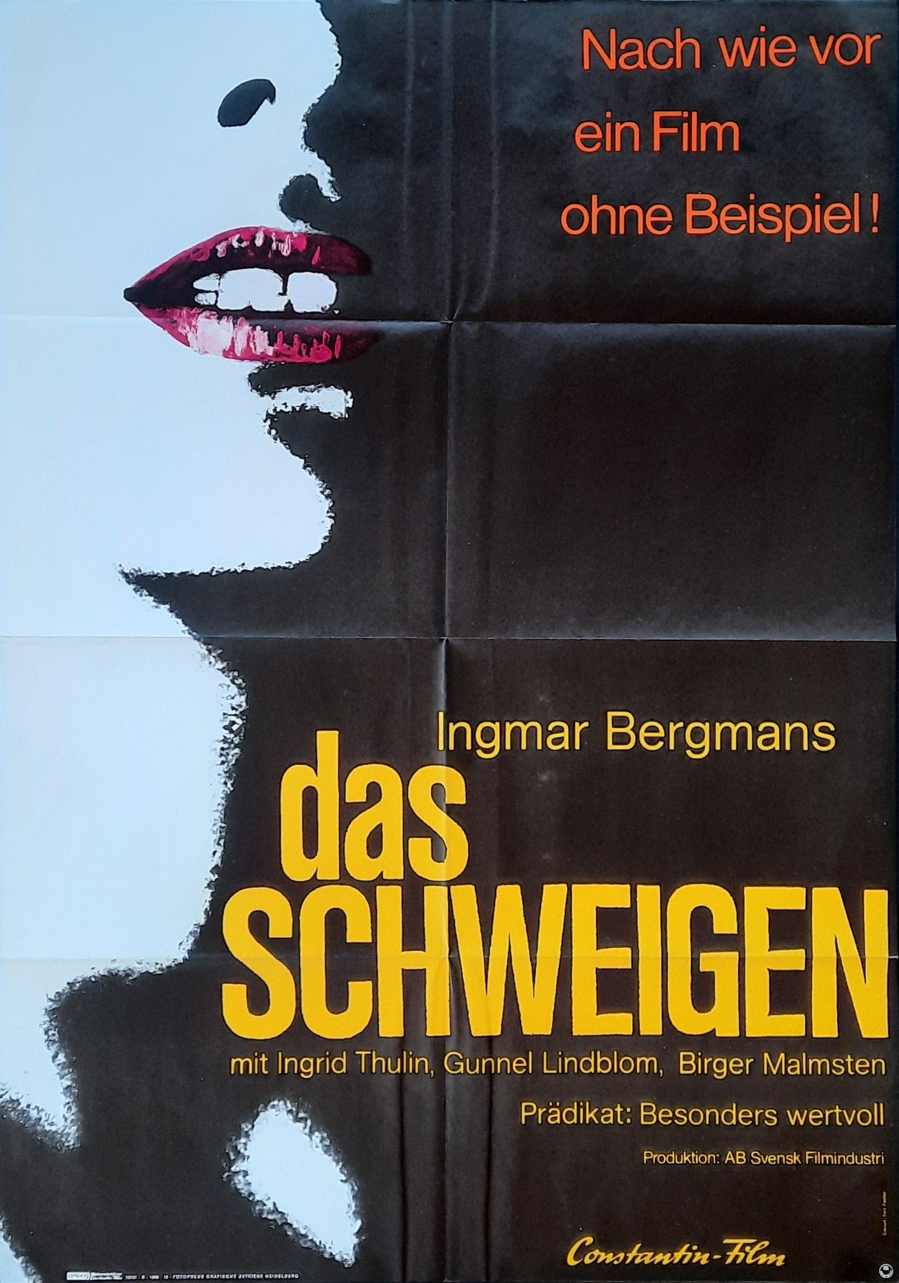 SILENCE Original Movie Poster Re-1968 (1963) Ingemar Bergman German 1-Sheet