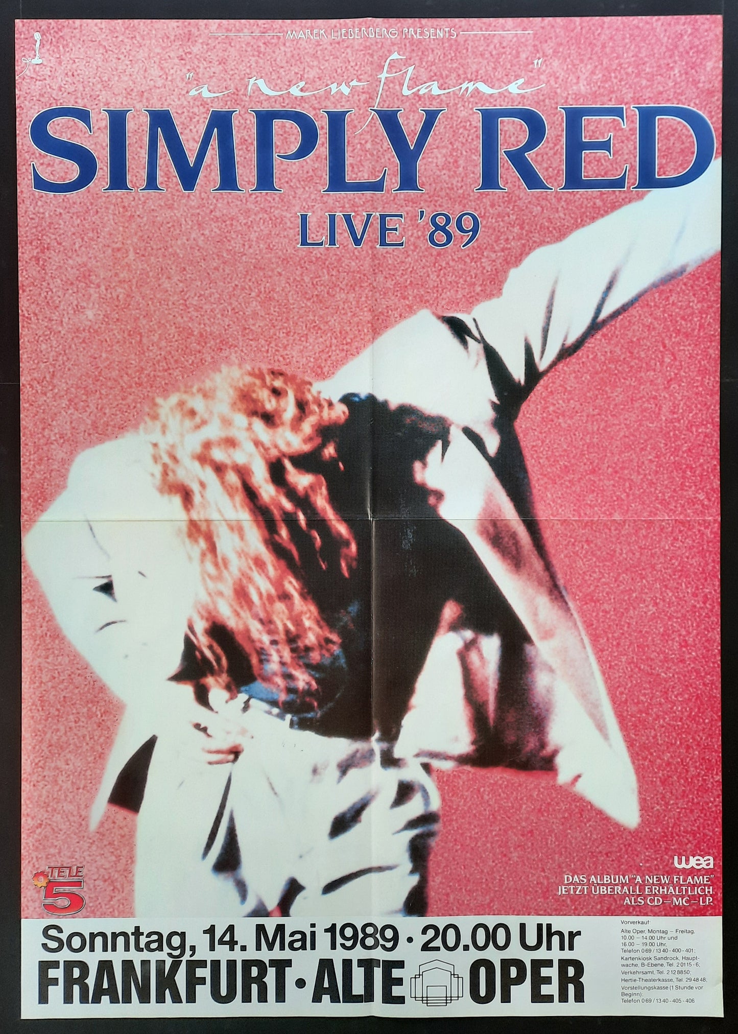 SIMPLY RED Original Concert Poster May 14, 1989 Frankfurt Germany SUBWAY POSTER 2