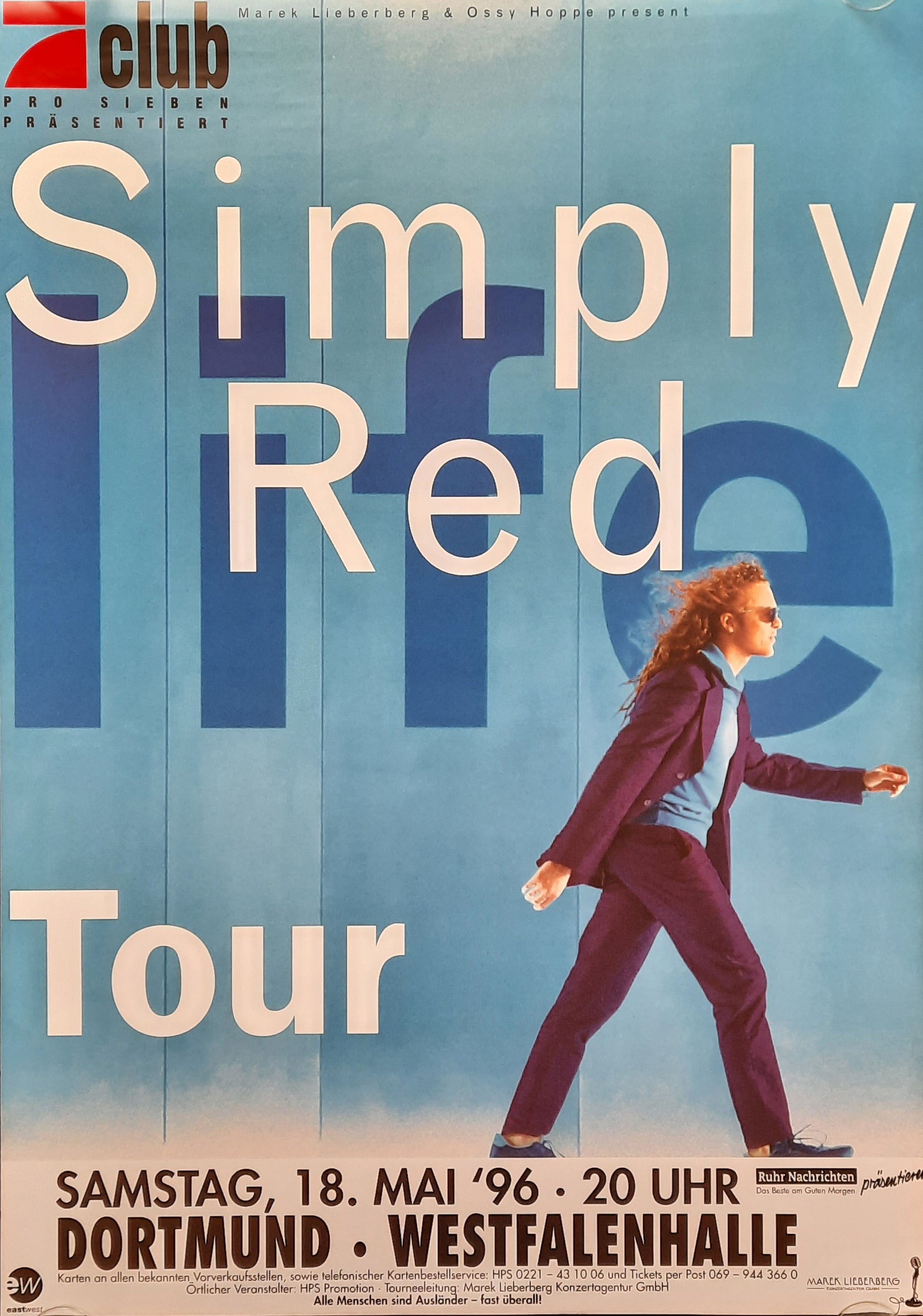 SIMPLY RED Original Concert Poster May 18, 1996 Dortmund Germany