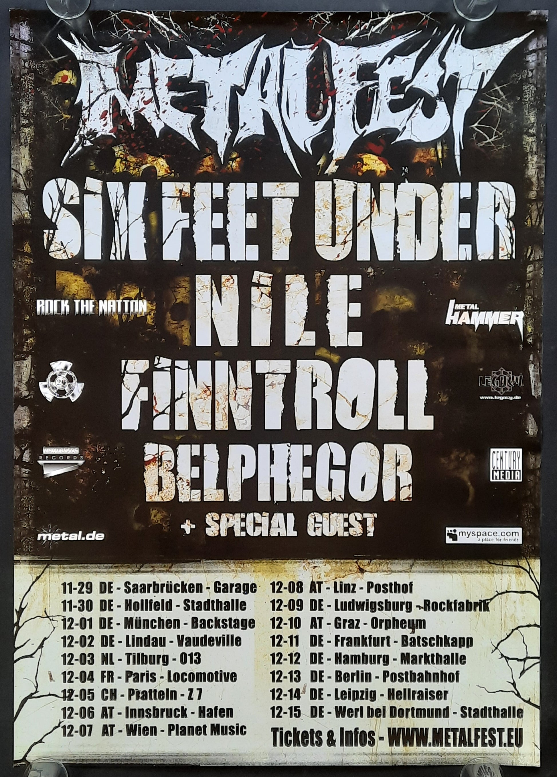 SIX FEET UNDER Original Concert Poster 2007 Europe