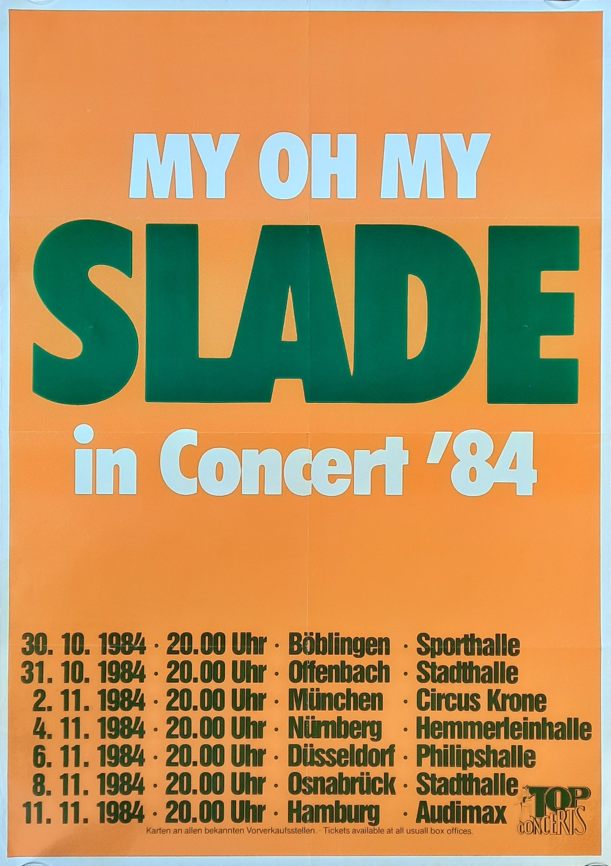 SLADE 1984 Original Concert Poster - Tour Germany