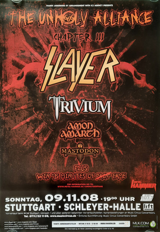 SLAYER Original Concert Poster November 9, 2008 Stuttgart Germany