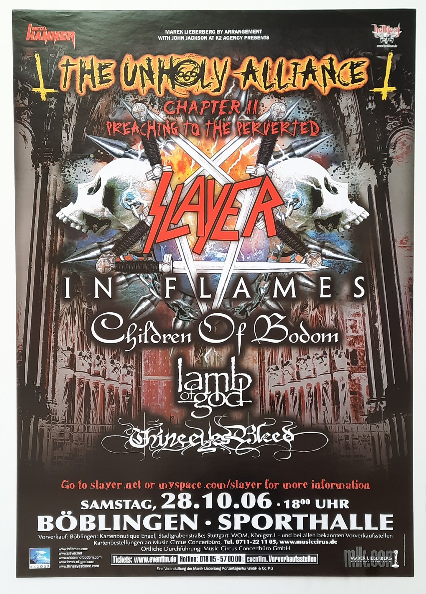 SLAYER Original Concert Poster October 28, 2006 Böblingen Germany 2