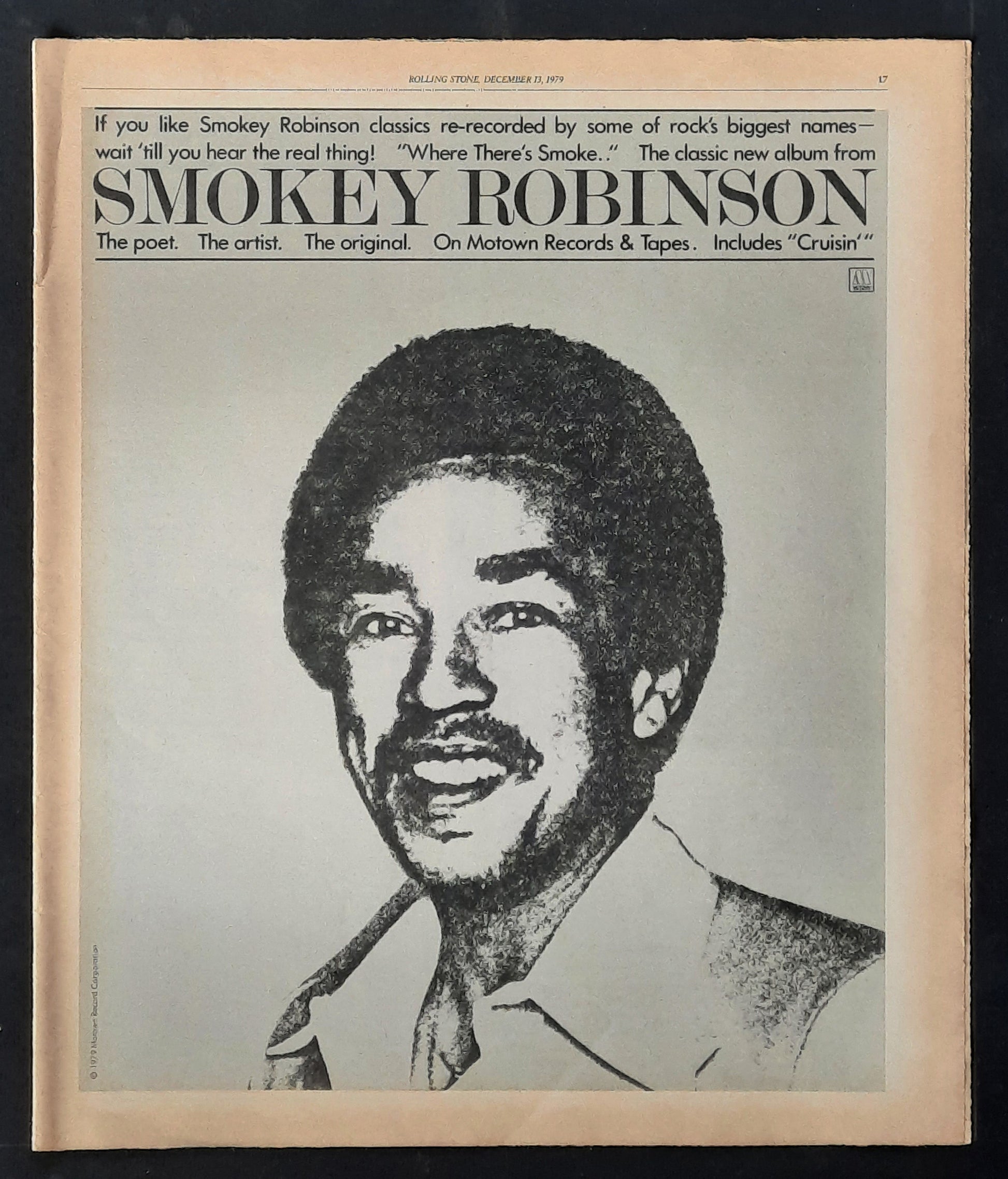SMOKEY ROBINSON Original Poster/Press Ad - 1979 Album "Where There's Smoke..." 2