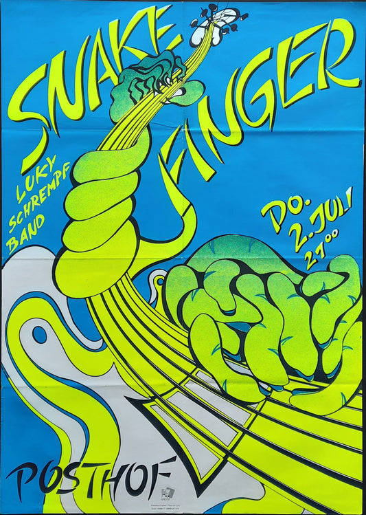 SNAKEFINGER Original Concert Poster July, 2 1990 Linz Austria