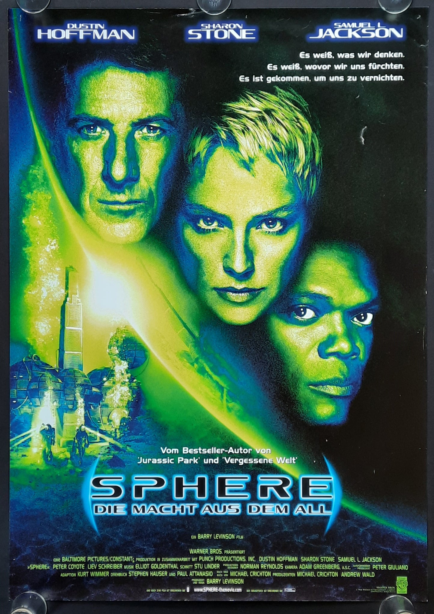 SPHERE Original Movie Poster 1998 Hoffman Stone Jackson German 1-Sheet ROLLED
