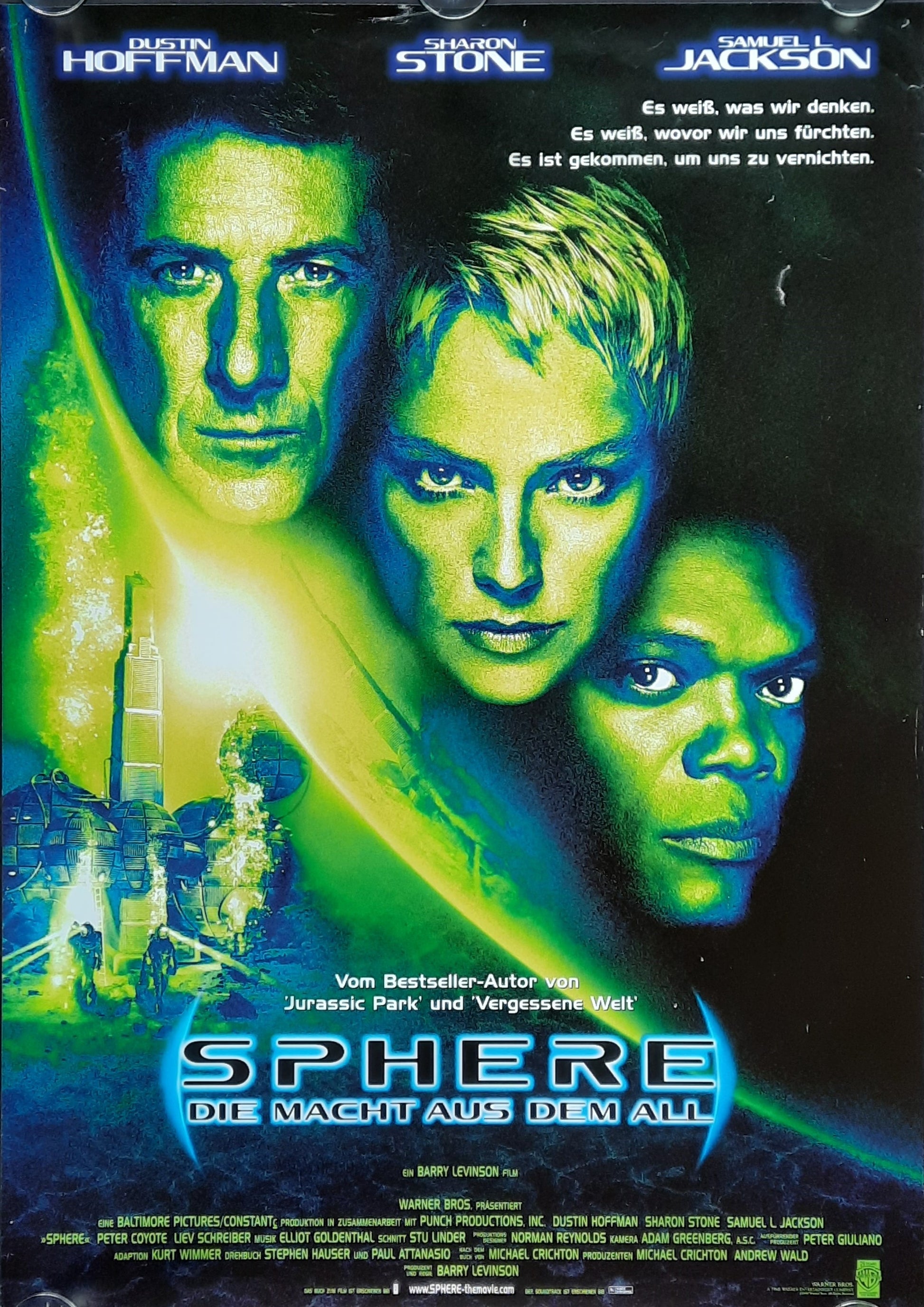 SPHERE Original Movie Poster 1998 Hoffman Stone Jackson German 1-Sheet ROLLED 1