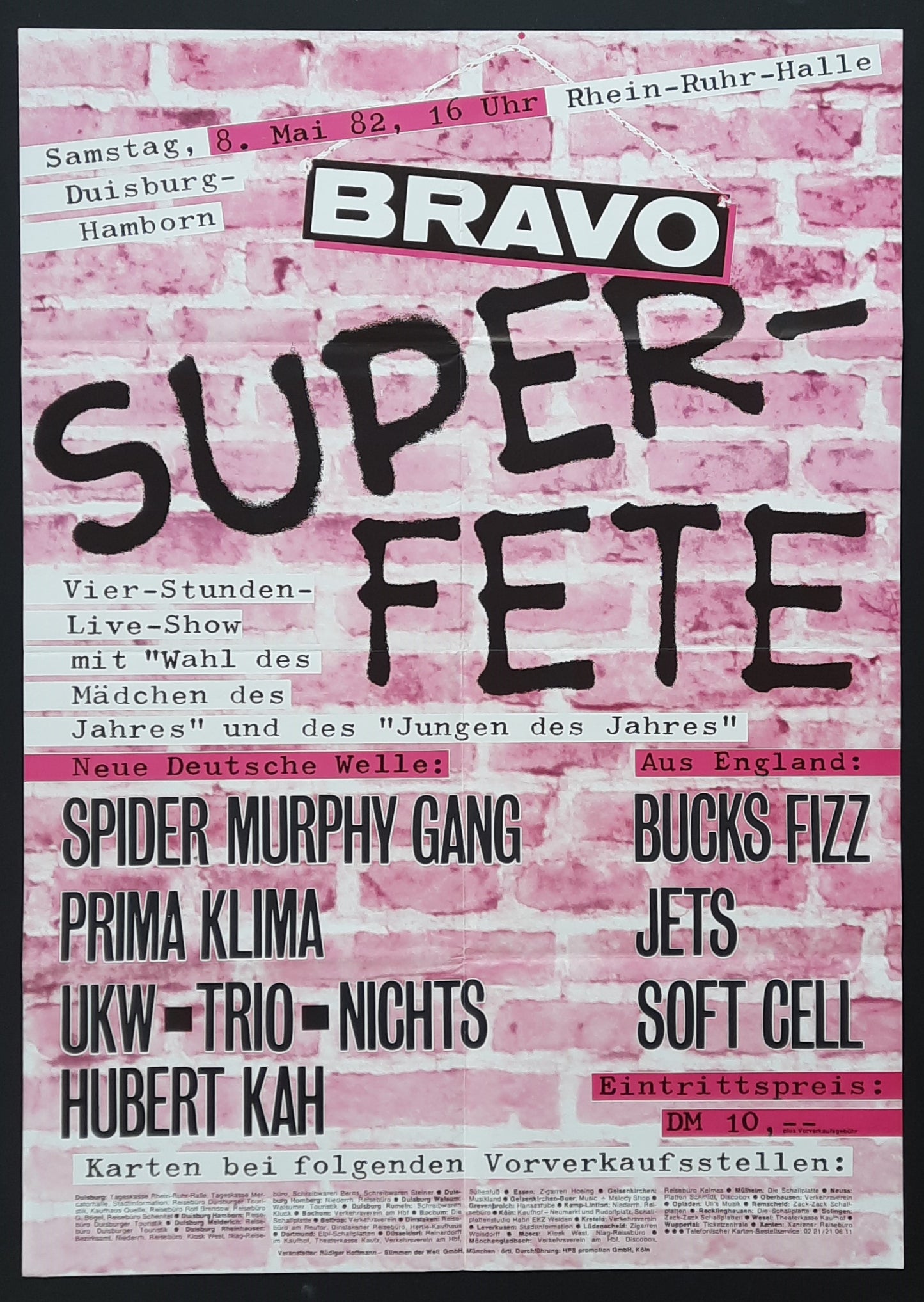 SPIDER MURPHY GANG TRIO HUBERT KAH Original Concert Poster 1983 Duisburg Germany BRAVO SUPER FETE