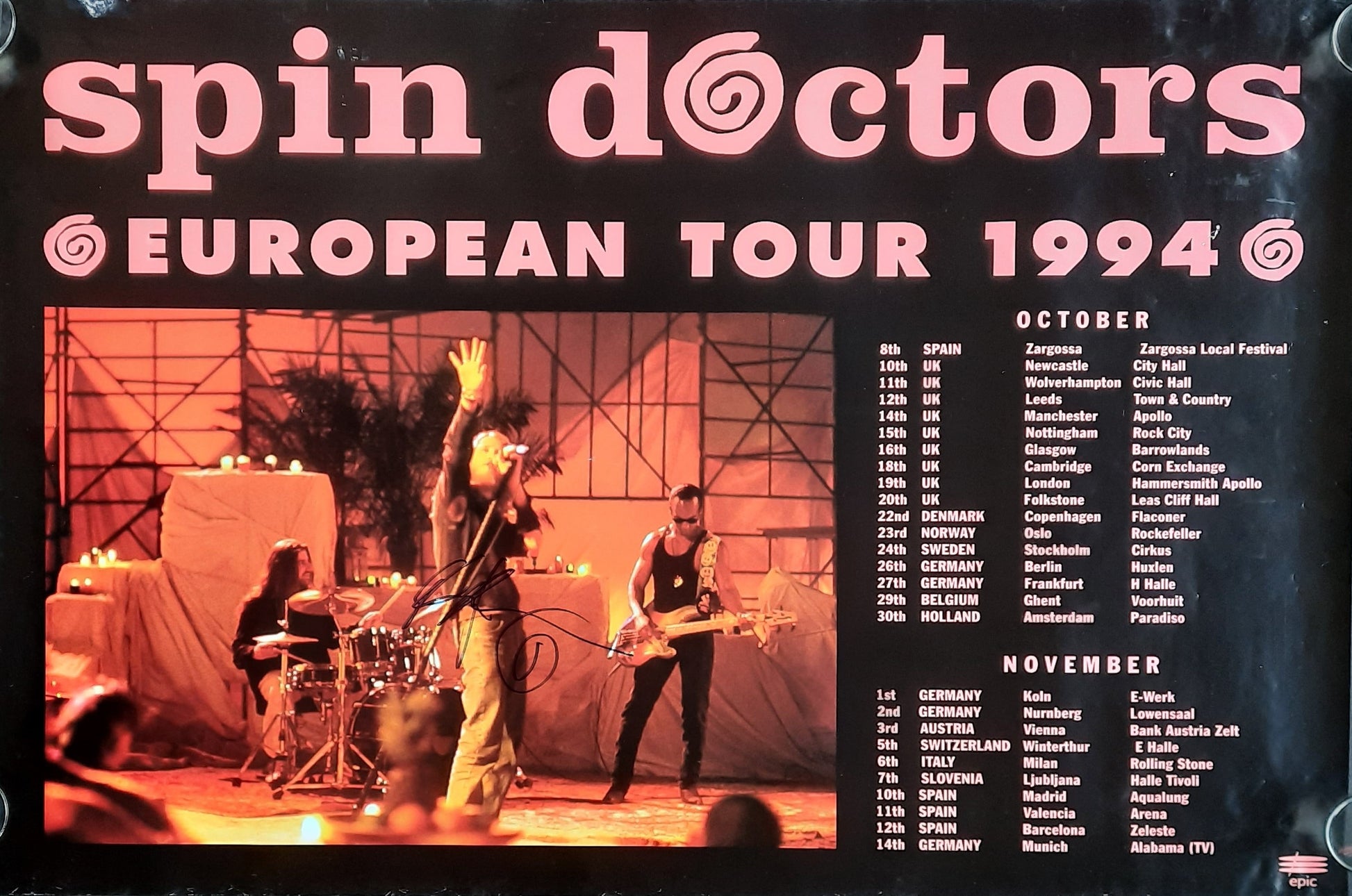 SPIN DOCTORS Original Concert Promotion Poster - 1994 "European Tour" SIGNED