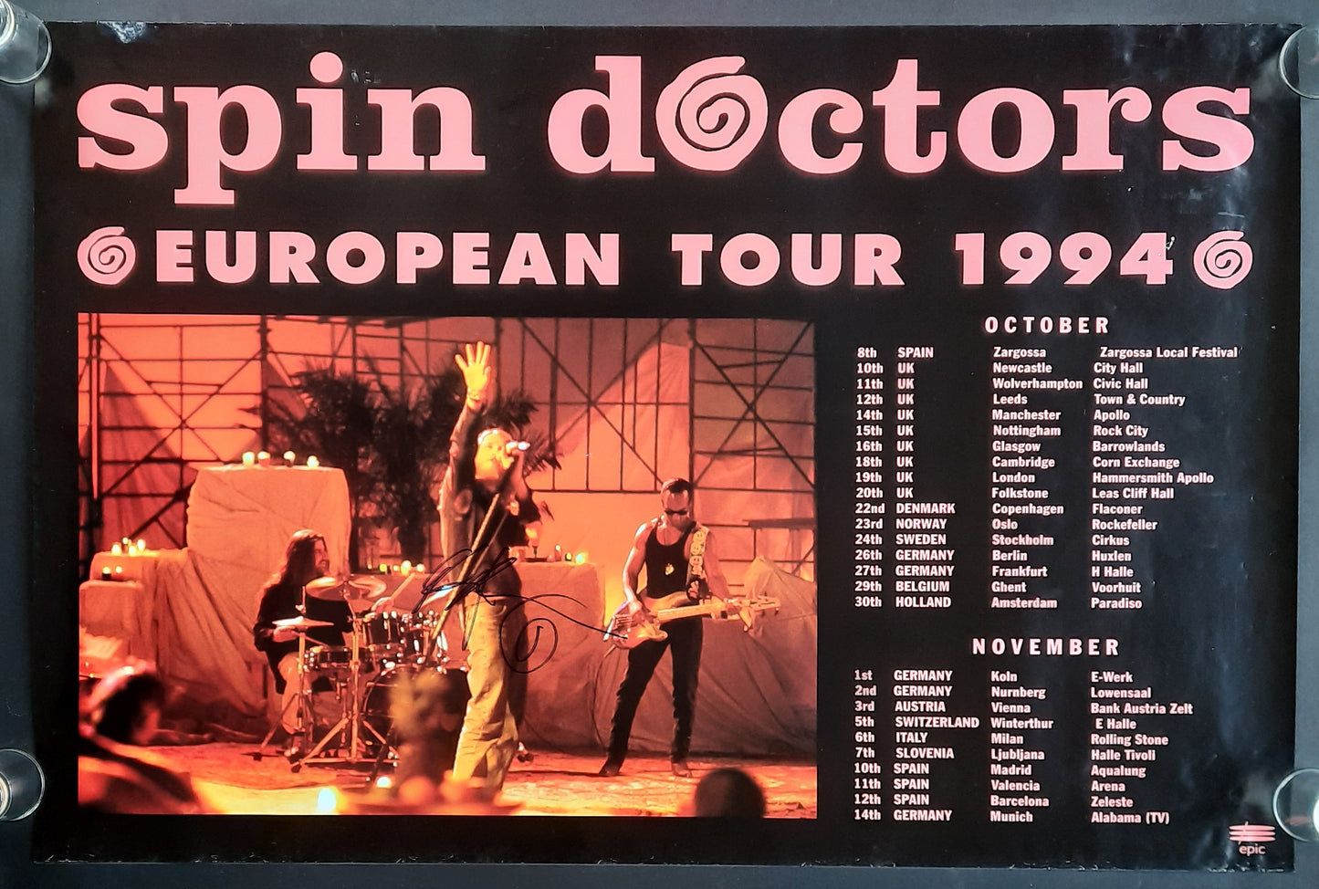 SPIN DOCTORS Original Concert Promotion Poster - 1994 "European Tour" SIGNED 2