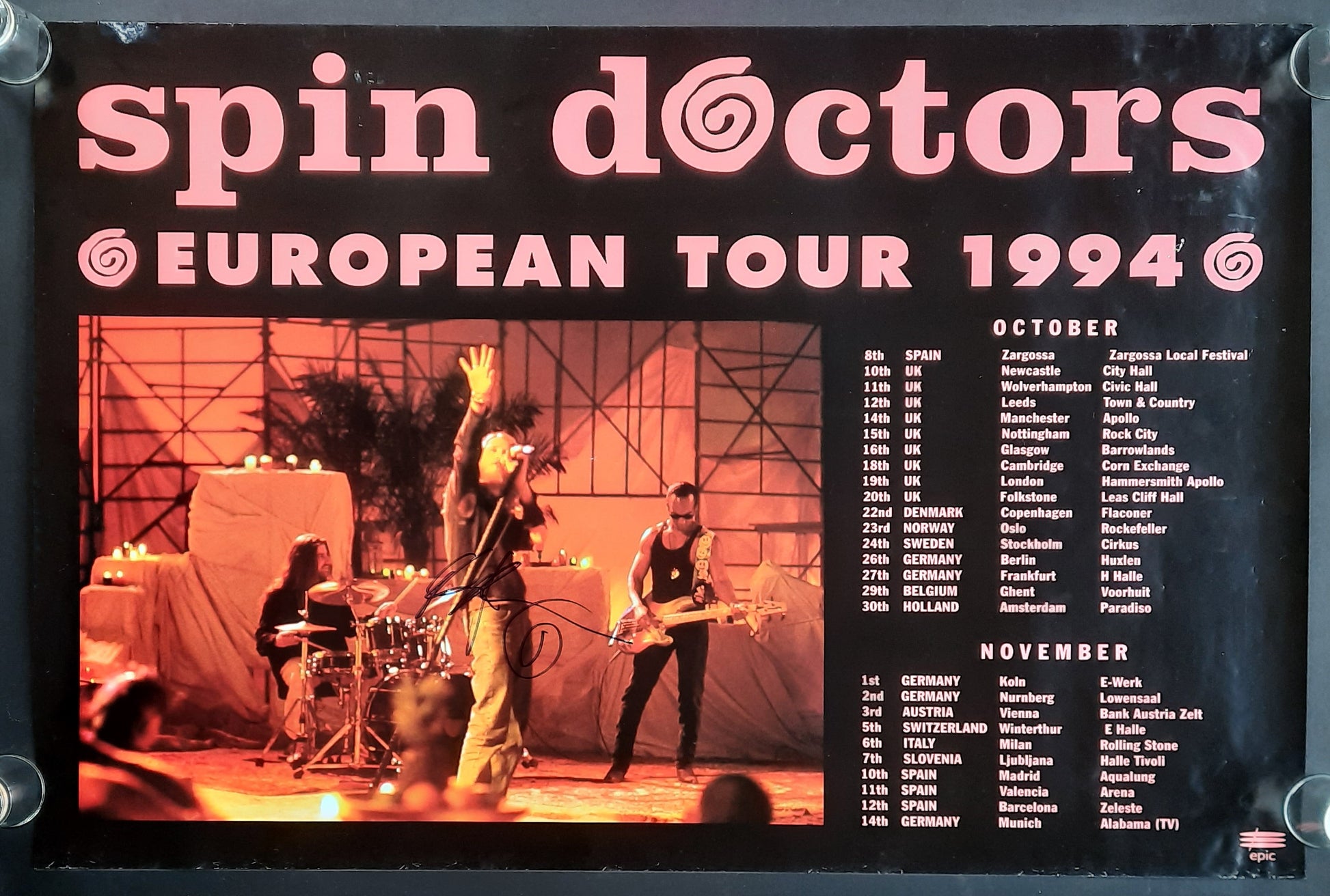 SPIN DOCTORS Original Concert Promotion Poster - 1994 "European Tour" SIGNED 2