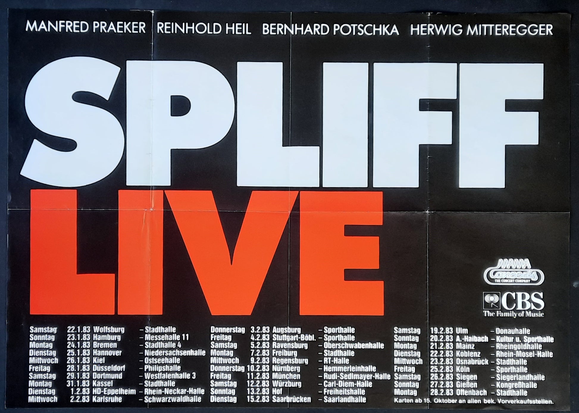 SPLIFF Original Concert Poster 1983 Tour Germany 1