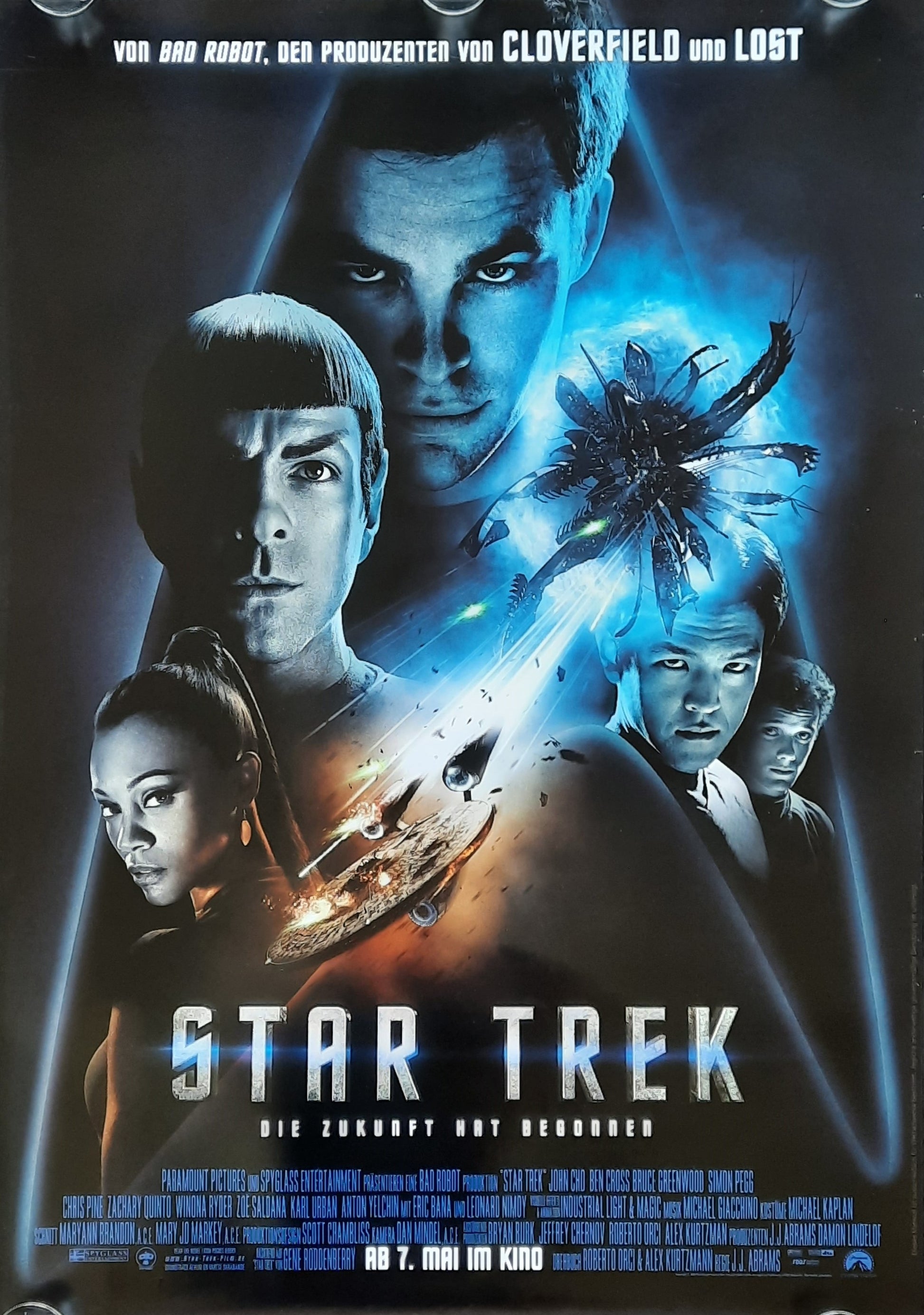 STAR TREK Original Movie Poster 2009 Pine Nimoy German 1-Sheet ROLLED 1