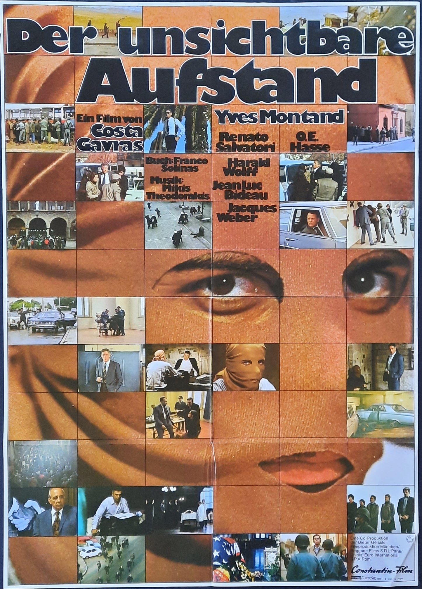 STATE OF SIEGE Original Movie Poster 1972 Costa Gavras Yves Montand German 1-Sheet Poster B