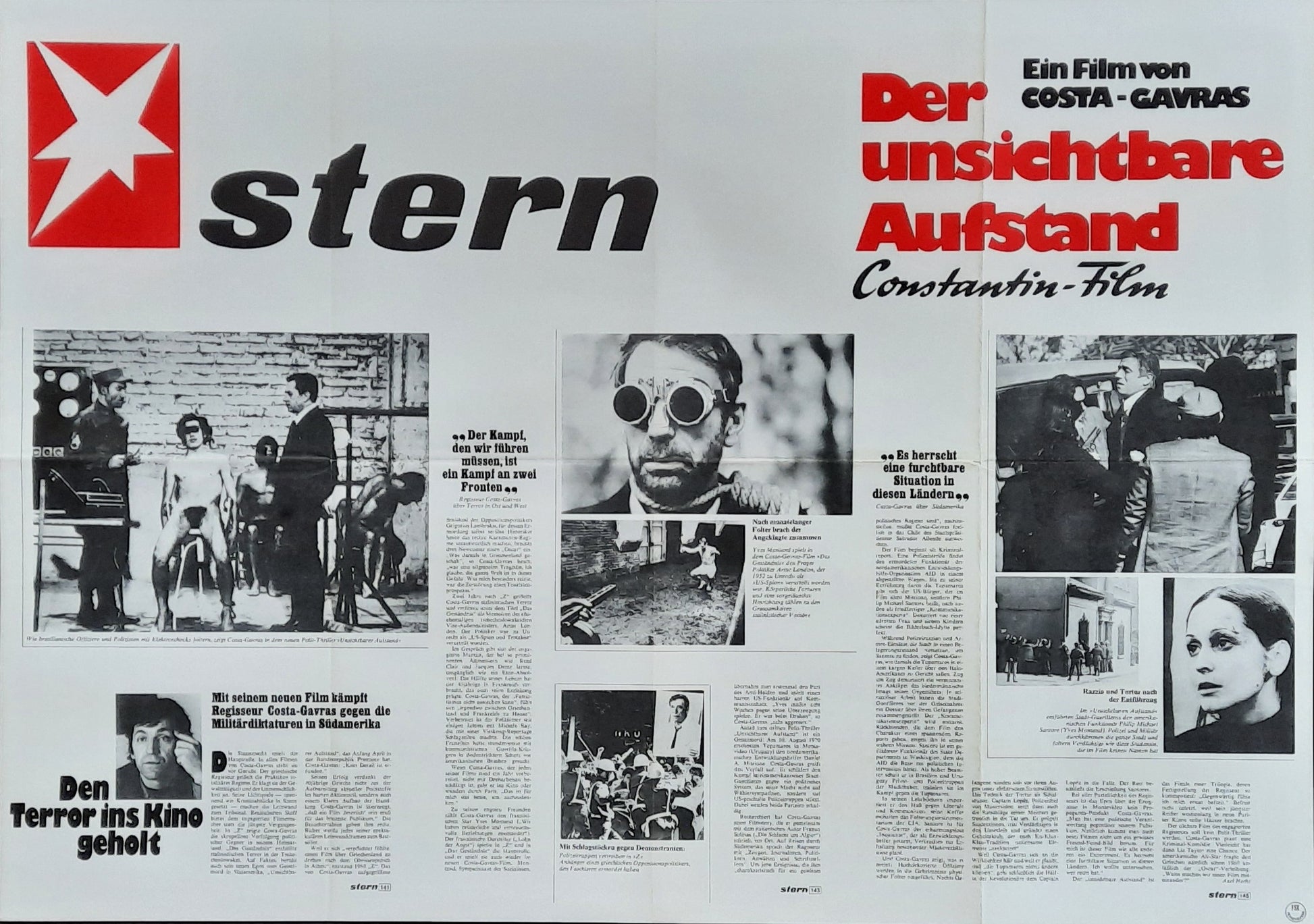 STATE OF SIEGE Original Movie Poster 1972 Costa Gavras Yves Montand German 1-Sheet Poster C