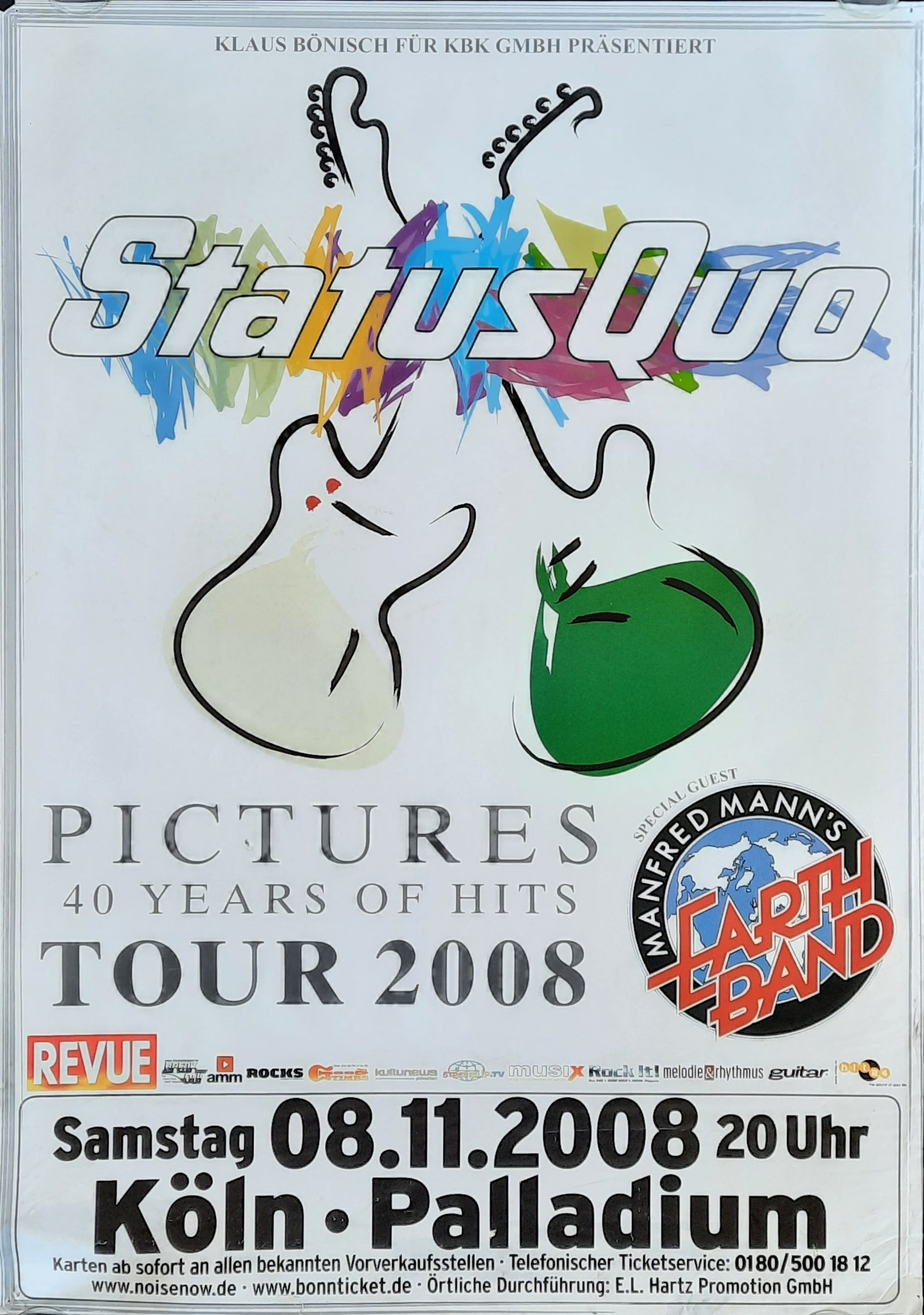 STATUS QUO Original Concert Poster November 11, 2008 Cologne Germany