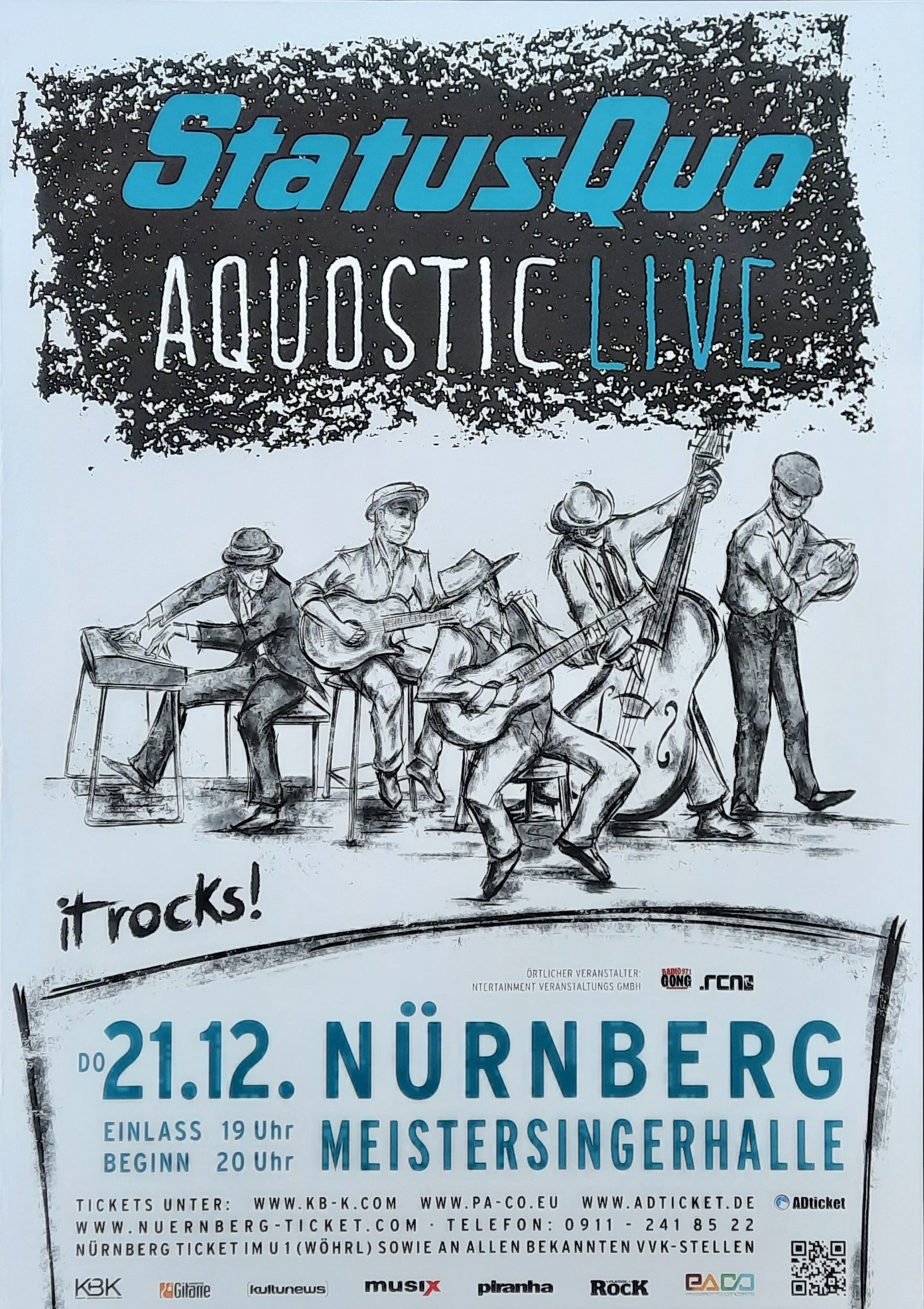 STATUS QUO Original Concert Poster December 21, 2017 Nürnberg Germany ROLLED