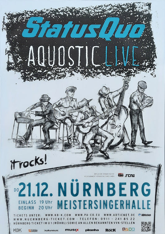 STATUS QUO Original Concert Poster December 21, 2017 Nürnberg Germany ROLLED