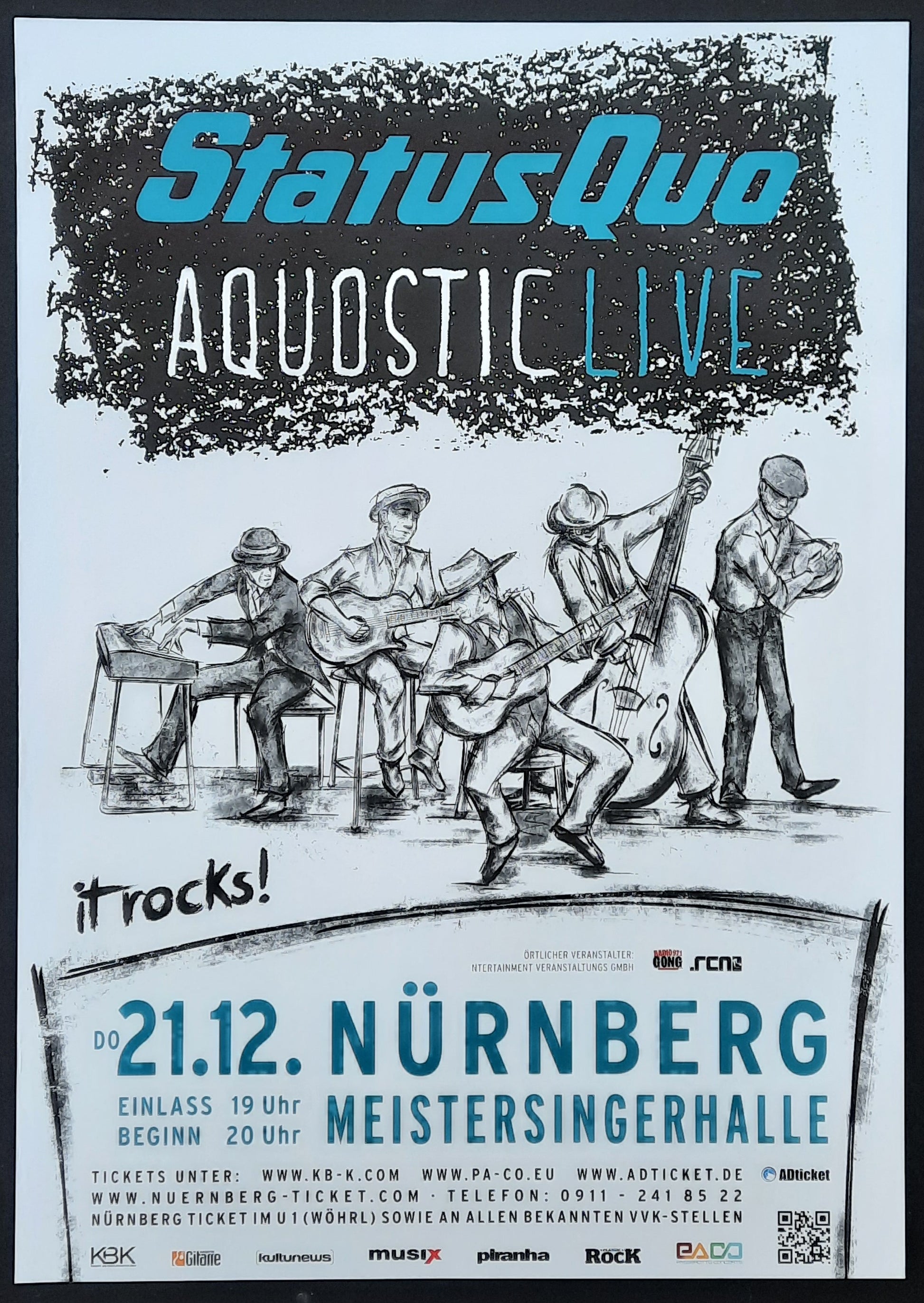 STATUS QUO Original Concert Poster December 21, 2017 Nürnberg Germany ROLLED 1