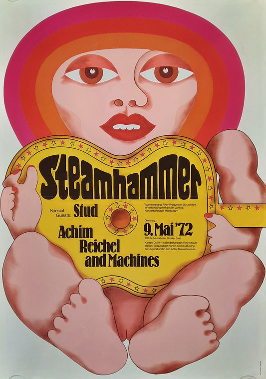 STEAMHAMMER Original Concert Poster May 9, 1972 Hamburg Germany, Design by Zrocke