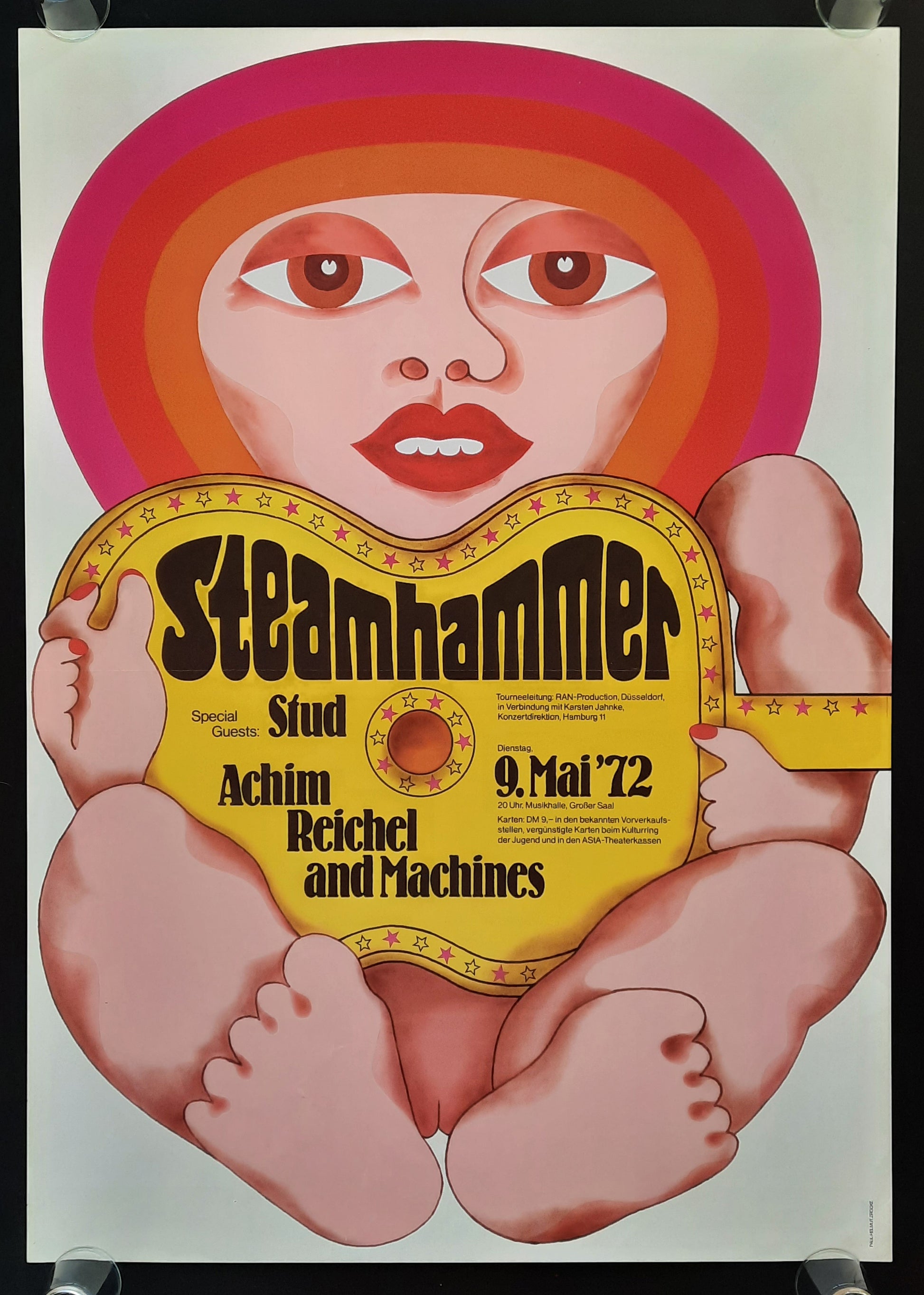 STEAMHAMMER Original Concert Poster May 9, 1972 Hamburg Germany, Design by Zrocke 2