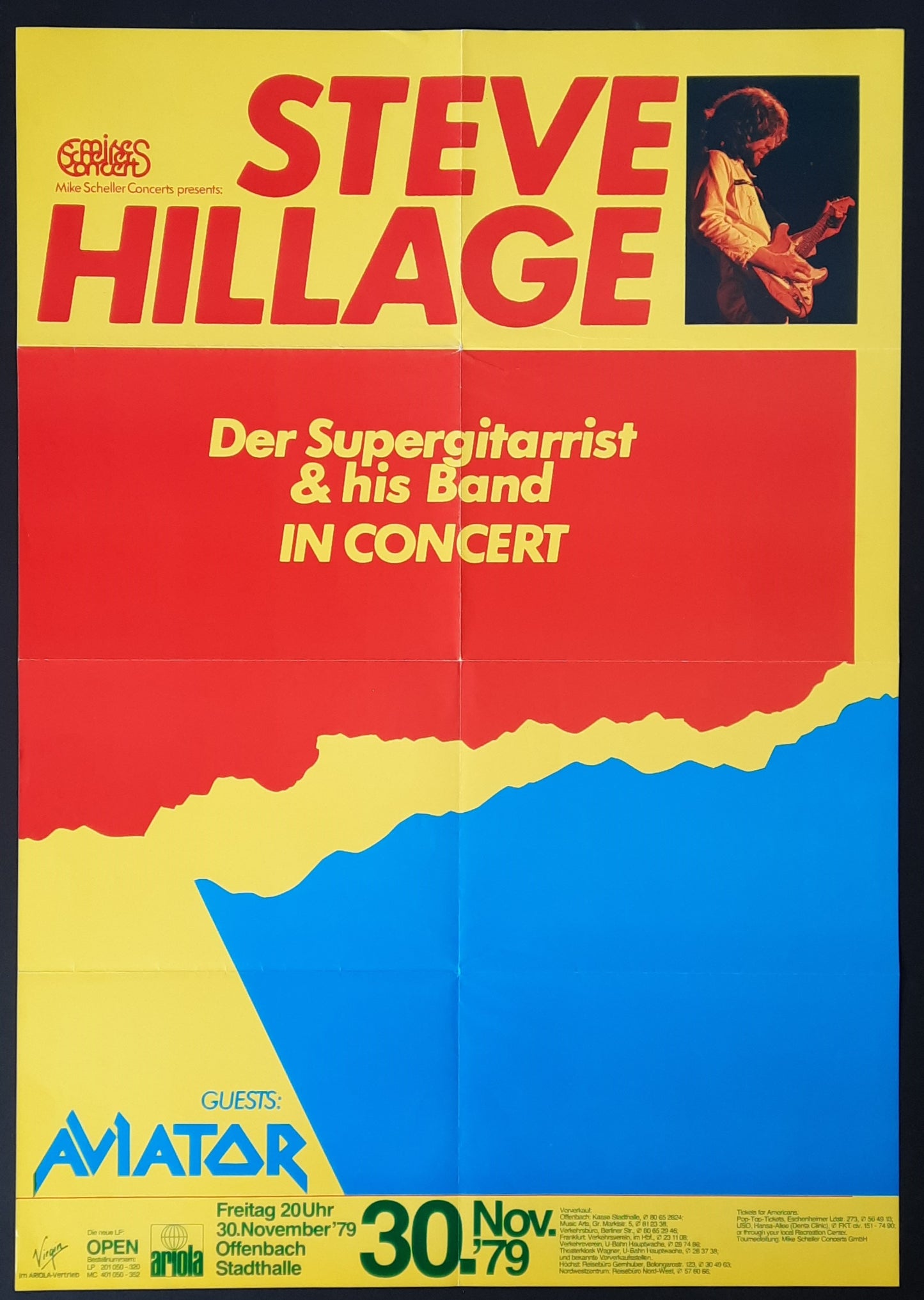 STEVE HILLAGE Original Concert Poster November 30, 1979 Offenbach Germany