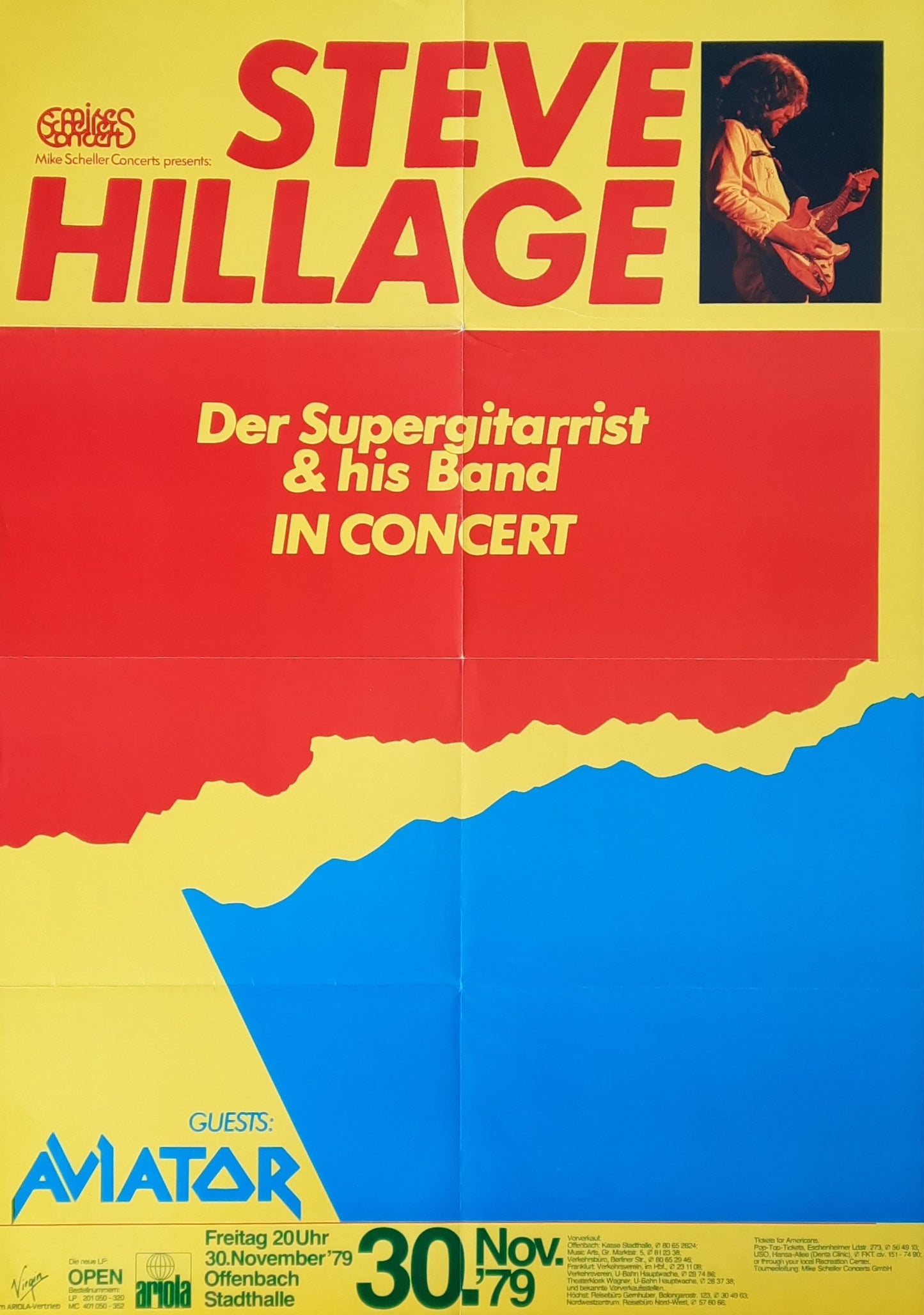 STEVE HILLAGE Original Concert Poster November 30, 1979 Offenbach Germany