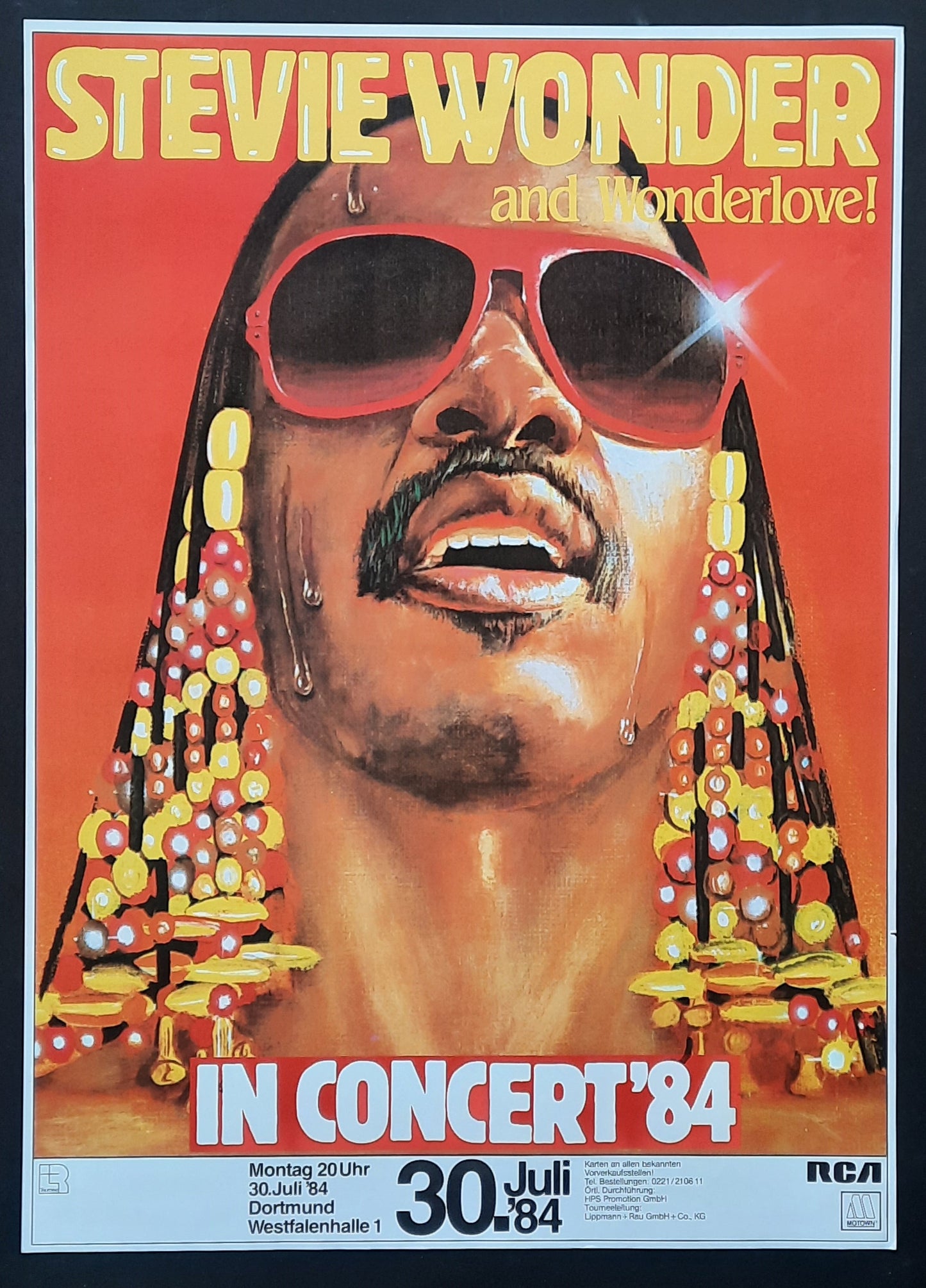 STEVIE WONDER Original Concert Poster July 30, 1984 Dortmund Germany ROLLED