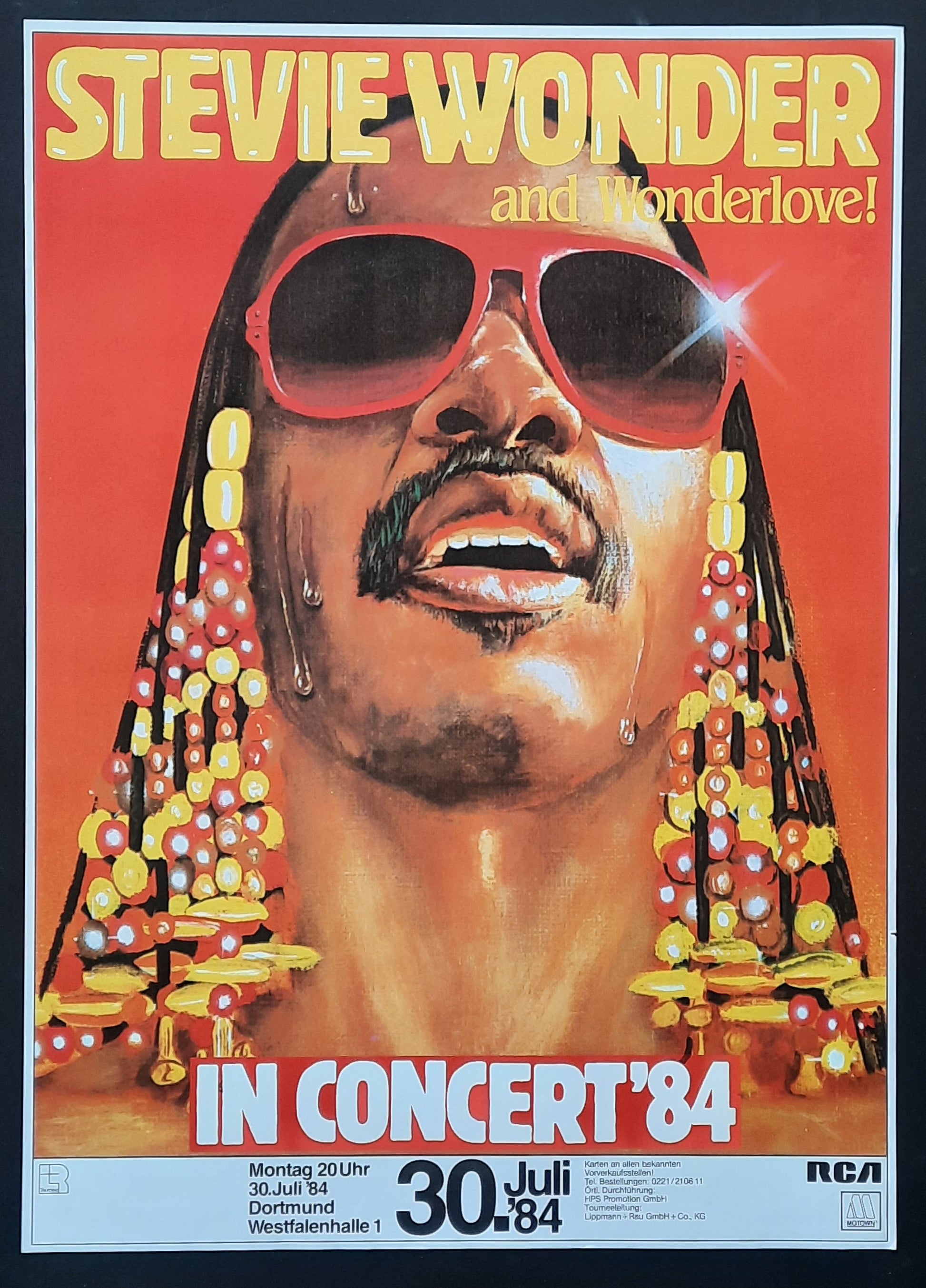 STEVIE WONDER Original Concert Poster July 30, 1984 Dortmund Germany ROLLED