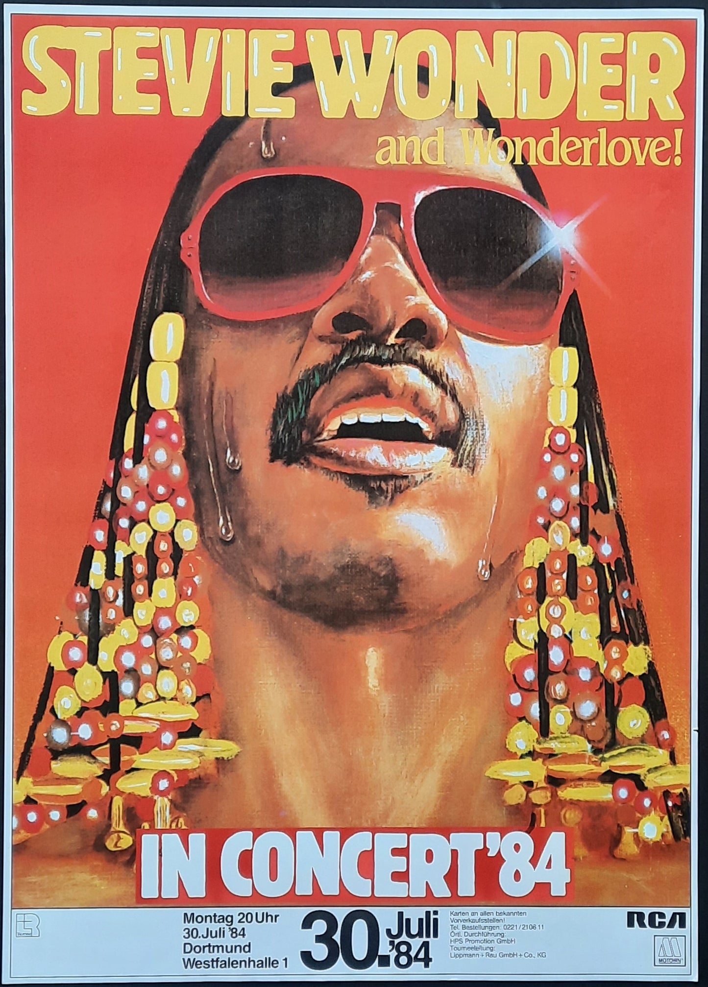 STEVIE WONDER Original Concert Poster July 30, 1984 Dortmund Germany ROLLED 1