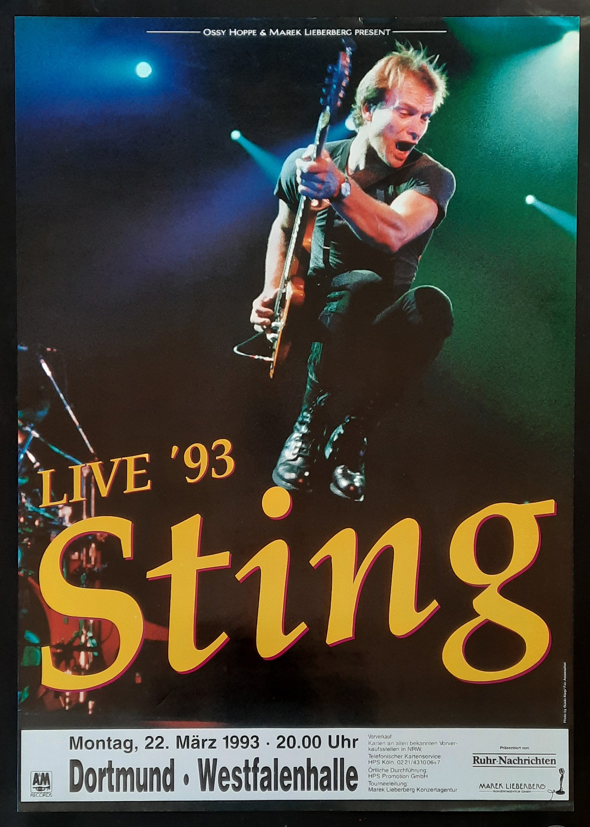 STING Original Concert Poster March 22, 1993 Dortmund Germany 2