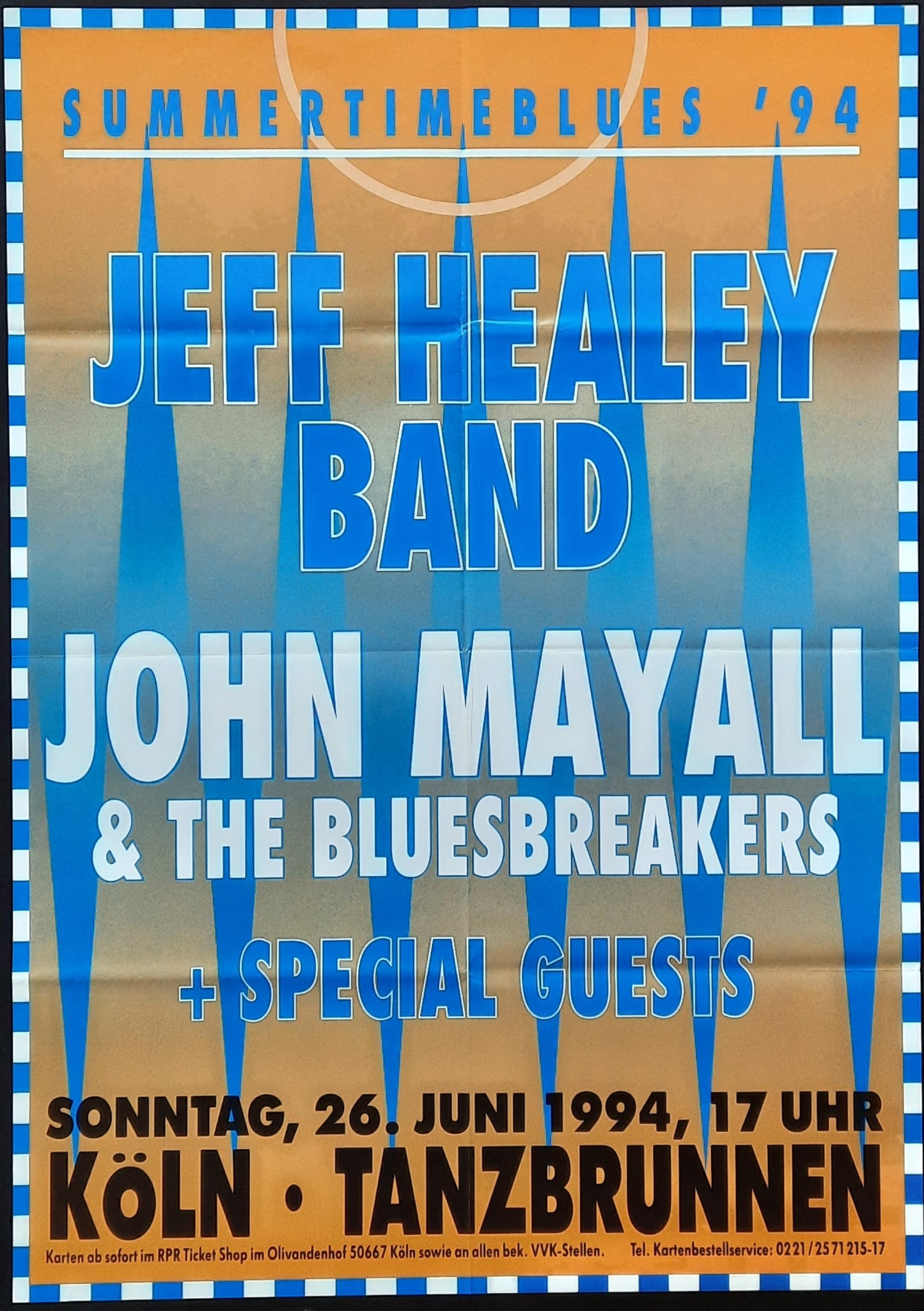 SUMMERTIMEBLUES FESTIVAL Original Concert Poster June 26, 1994 Köln Germany HEALEY MAYALL 1