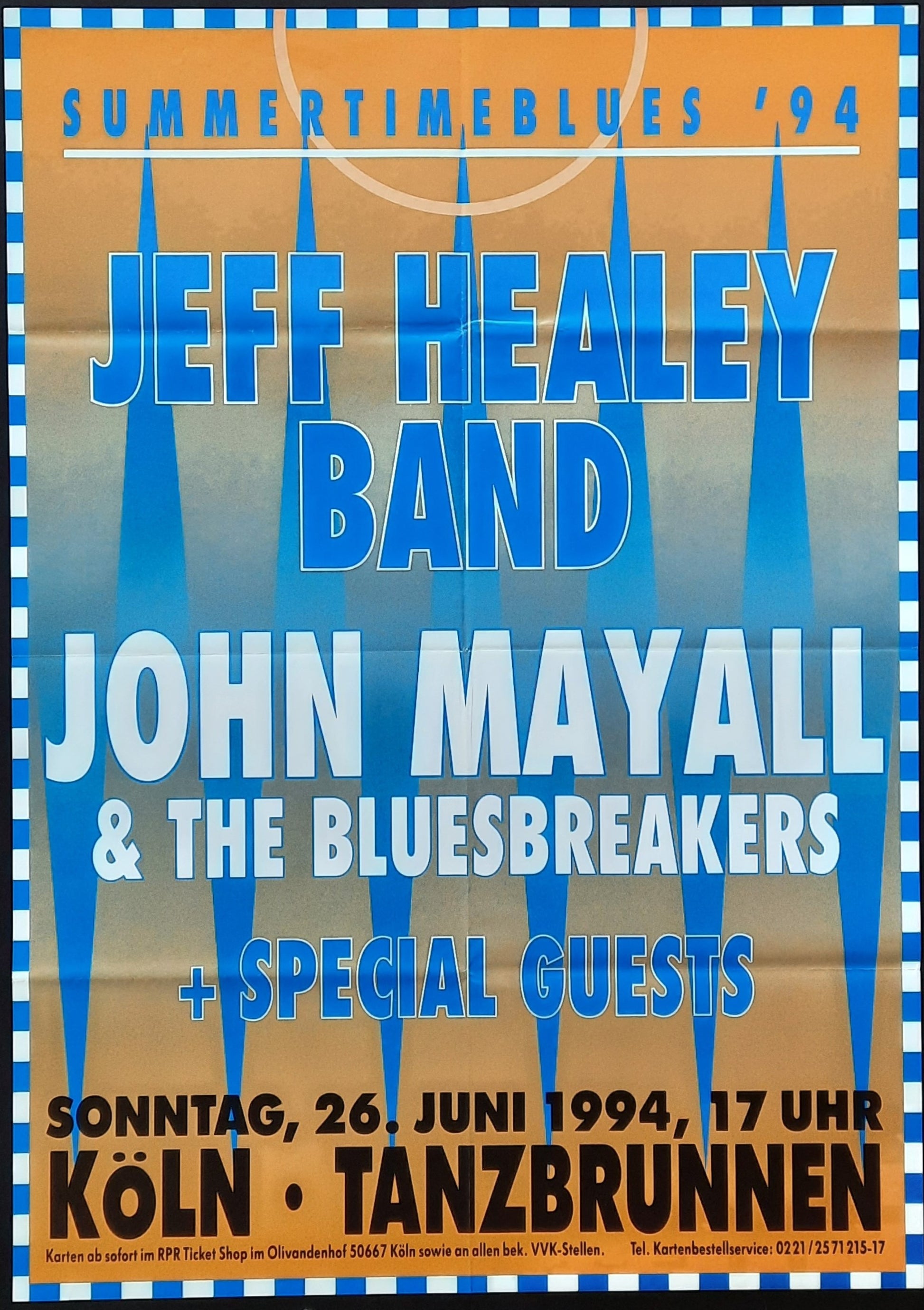 SUMMERTIMEBLUES FESTIVAL Original Concert Poster June 26, 1994 Köln Germany HEALEY MAYALL 1