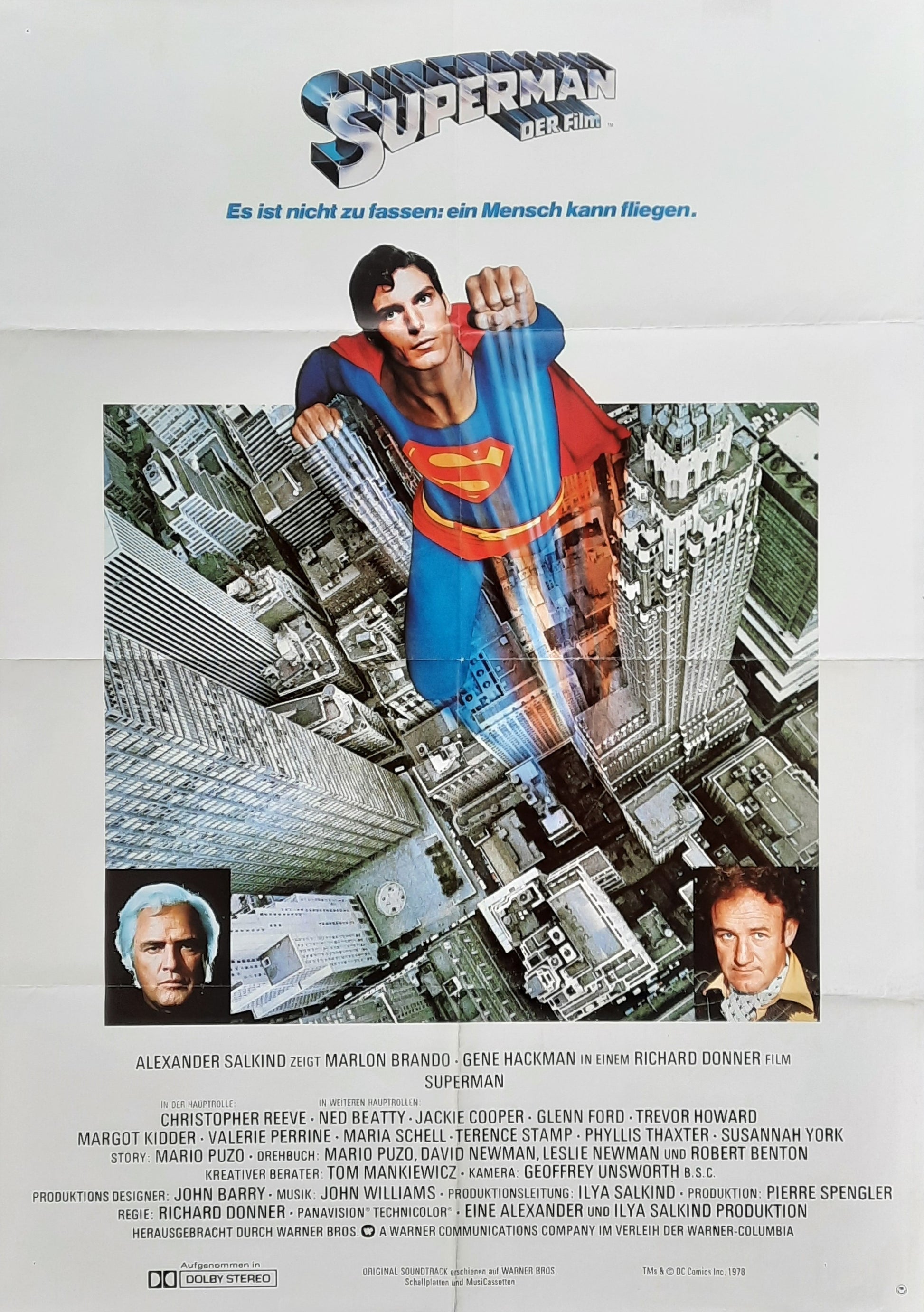 SUPERMAN Original Movie Poster 1978 Christopher Reeve  Marlon Brando Gene Hackman Germany 1