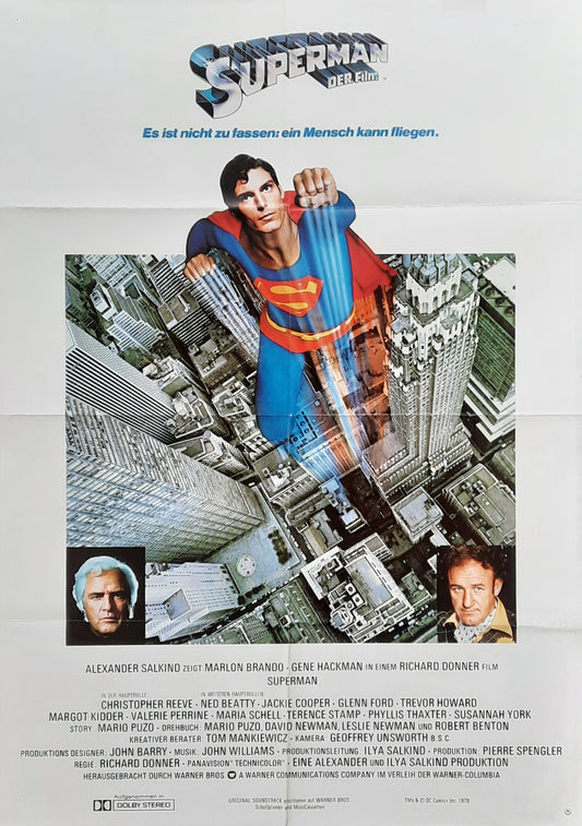 SUPERMAN Original Movie Poster 1978 Christopher Reeve  Marlon Brando Gene Hackman Germany 1