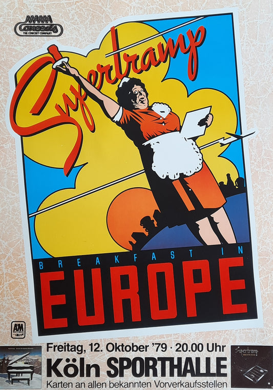 SUPERTRAMP Original Concert Poster October 12, 1979 Köln Germany ROLLED