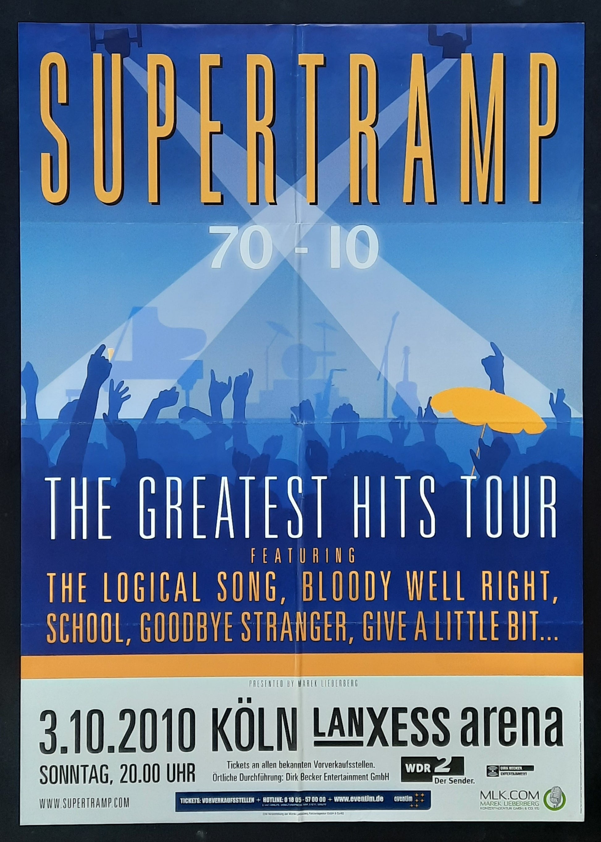 SUPERTRAMP Original Concert Poster October 3, 2010 Köln Germany