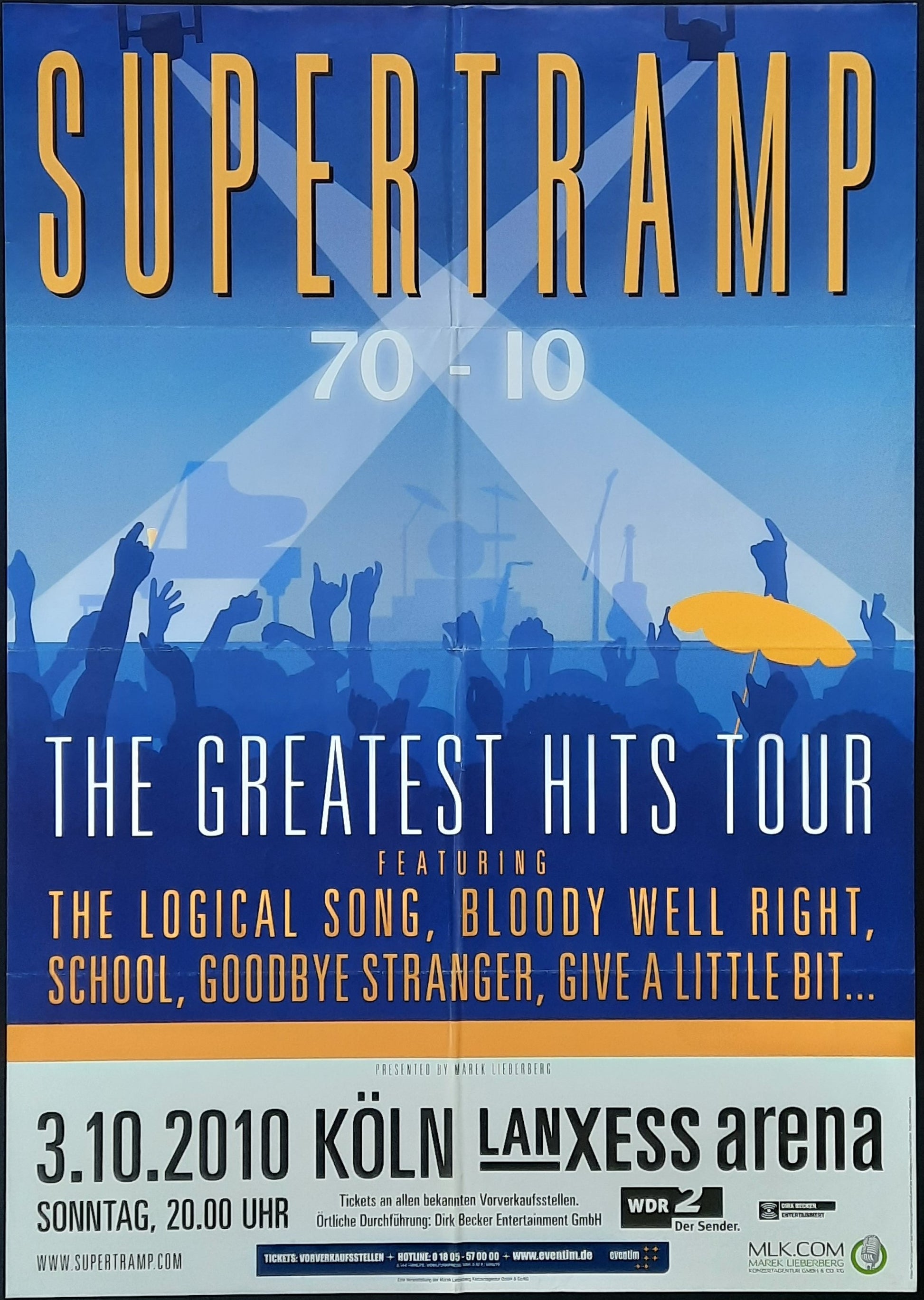 SUPERTRAMP Original Concert Poster October 3, 2010 Köln Germany 1