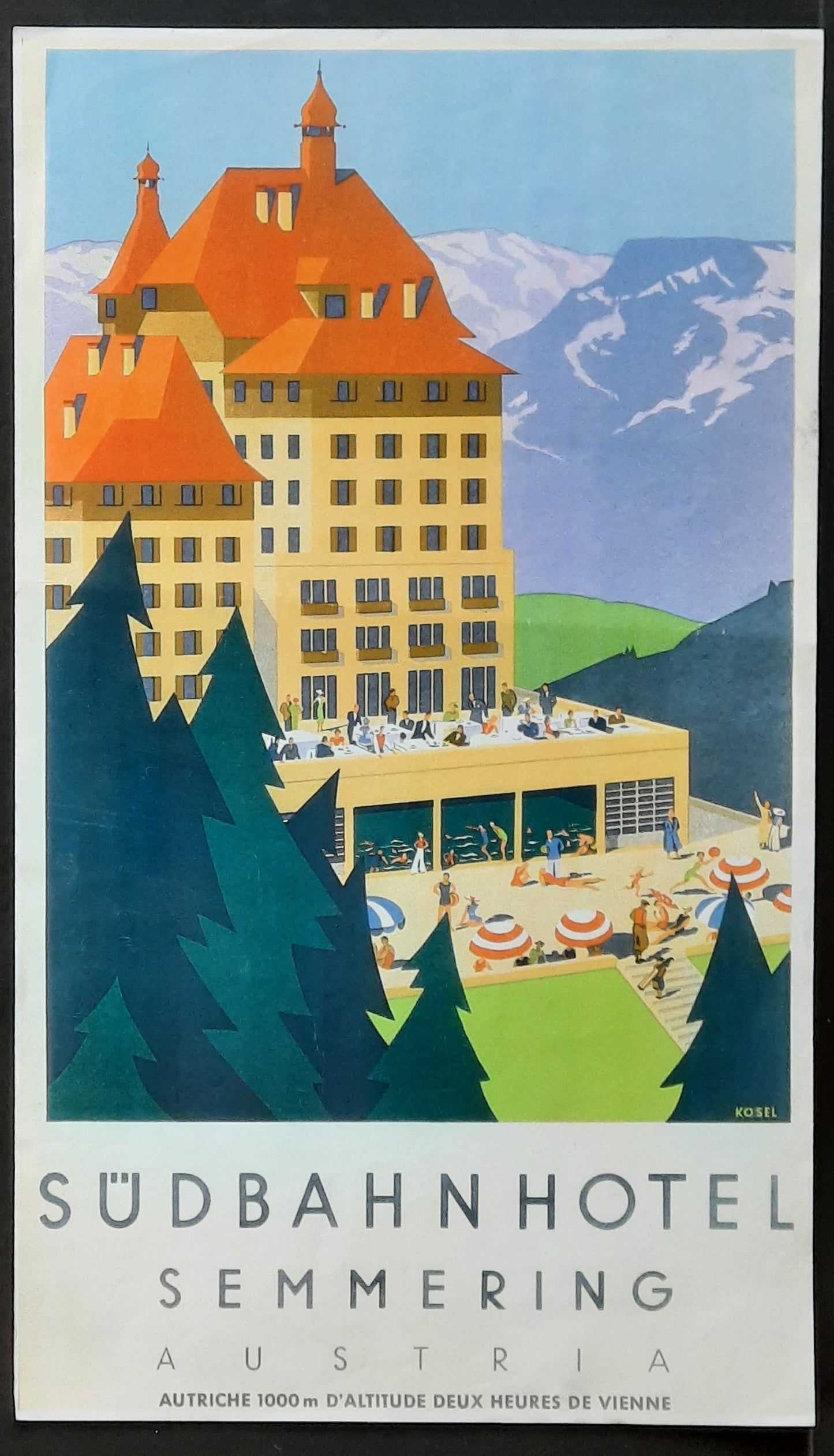 SÜDBAHNHOTEL Semmering, Austria 1960s Original Advertising Poster by Hermann Kosel 2