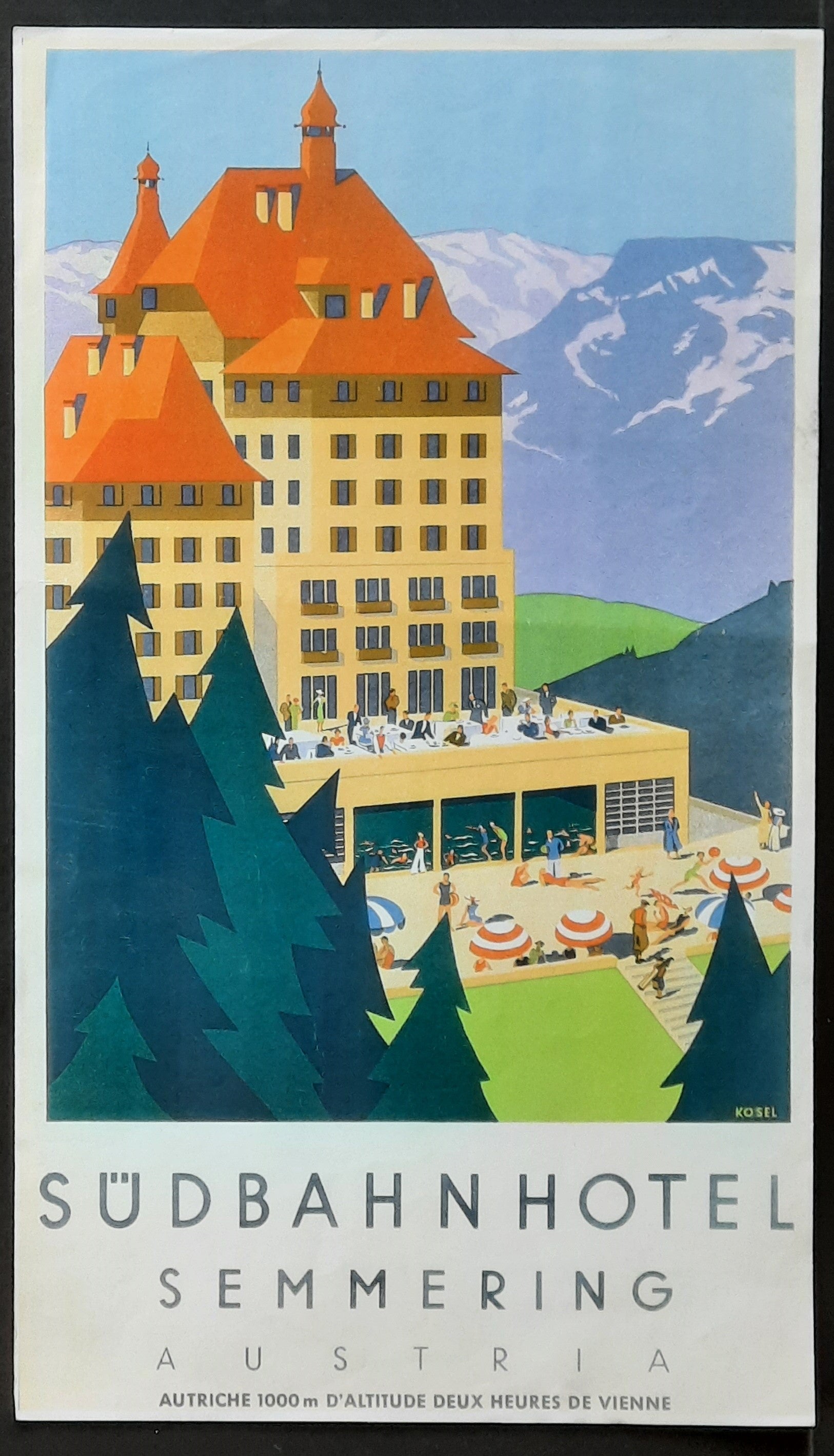 SÜDBAHNHOTEL Semmering, Austria 1960s Original Advertising Poster by Hermann Kosel 2